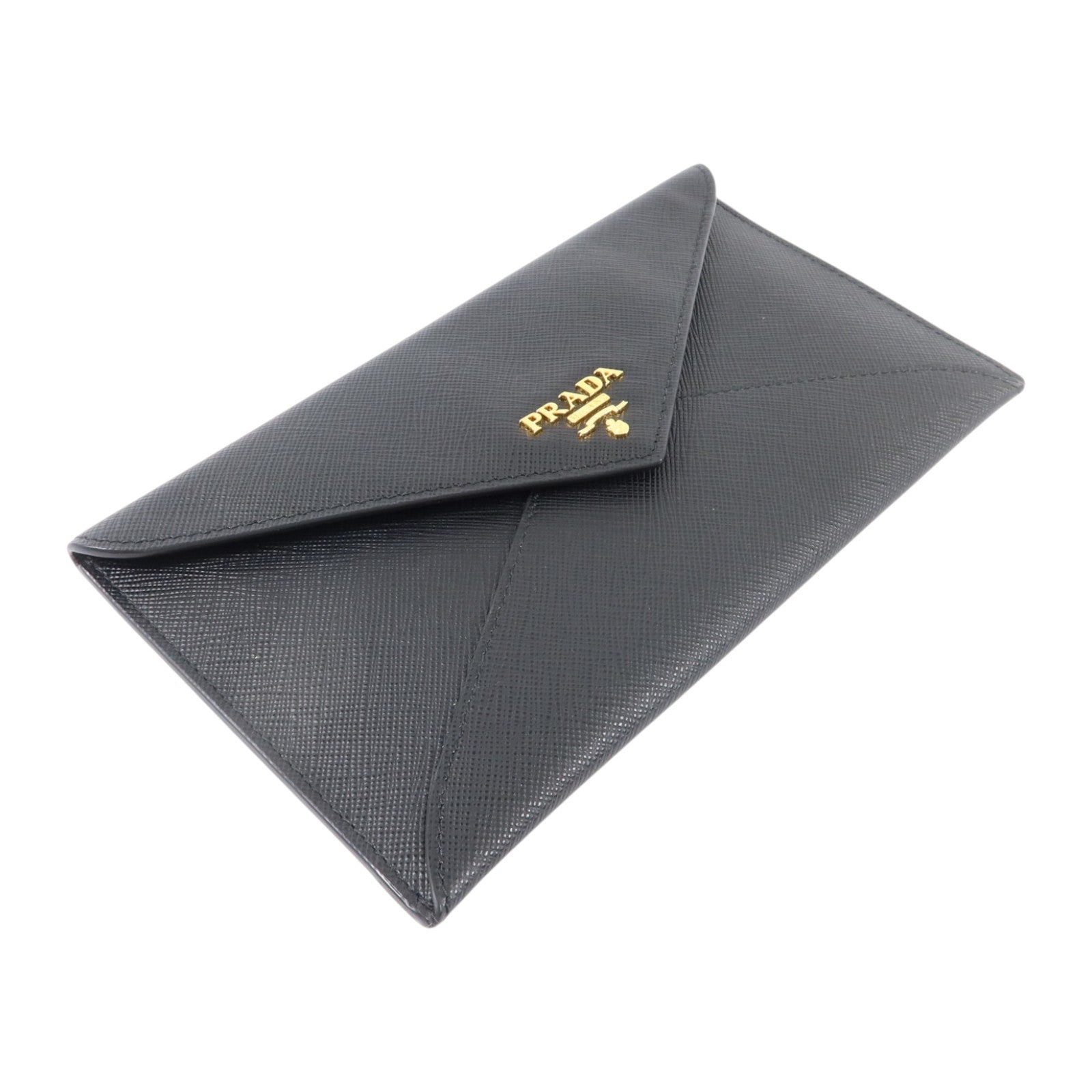 PRADA Saffiano皮革Envelope Wallet金扣長錢包