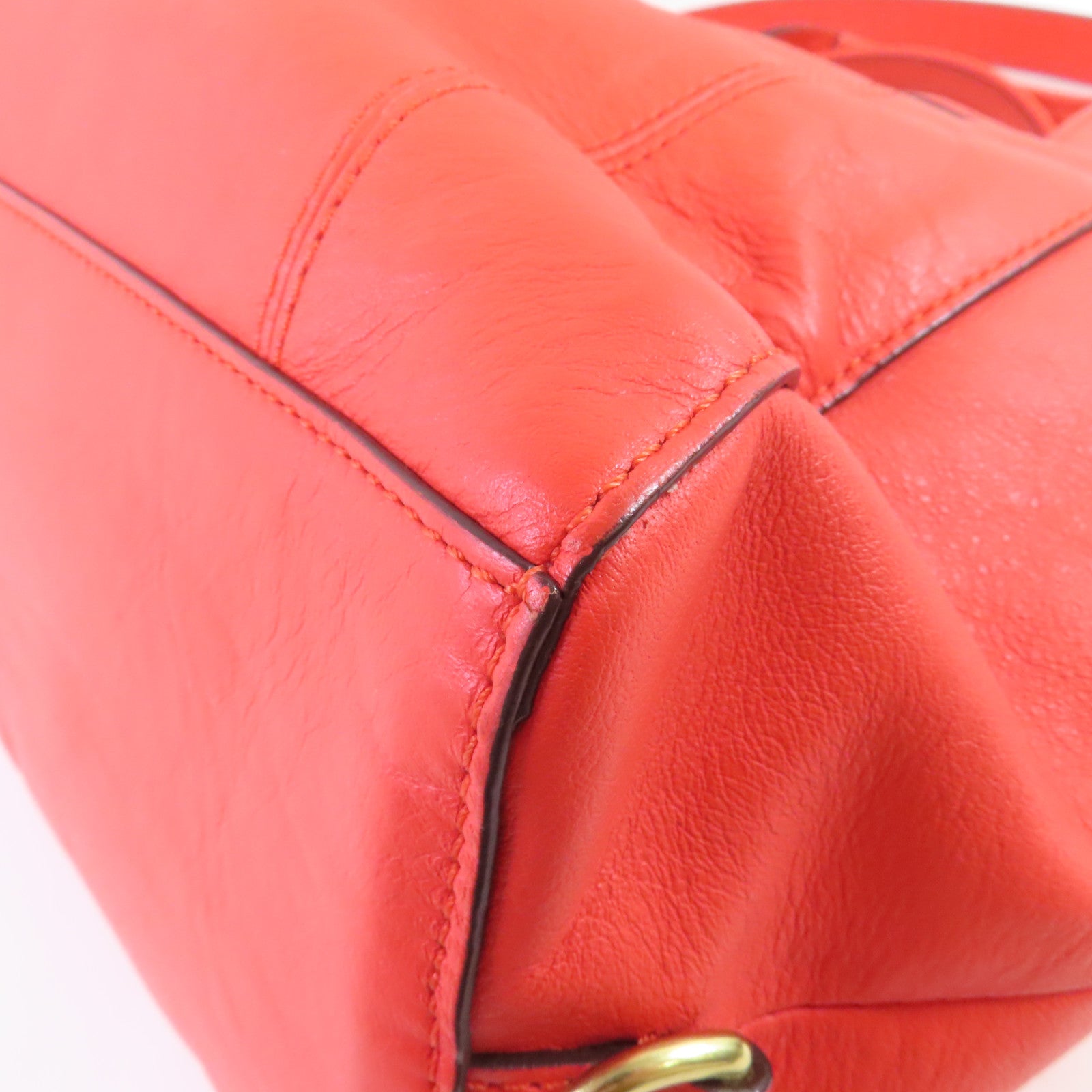 COACH 牛皮皮革Campbell Leather Bag金扣手挽肩背兩用袋橙色