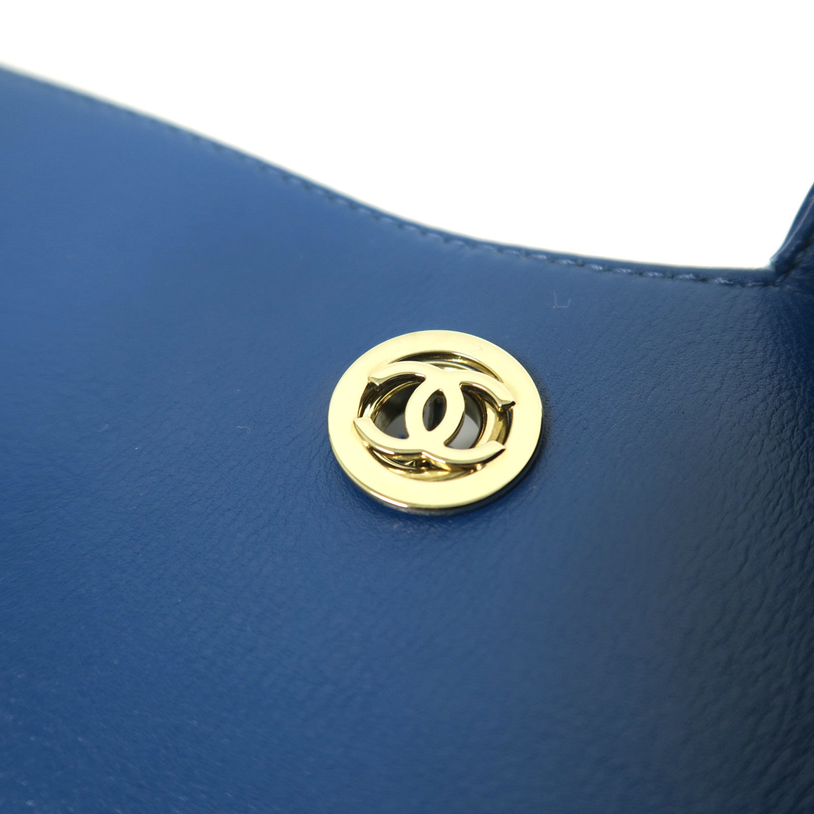 CHANEL 【激減優惠】菱格牛皮皮革Chain Shoulder金扣鏈帶肩背袋藍色