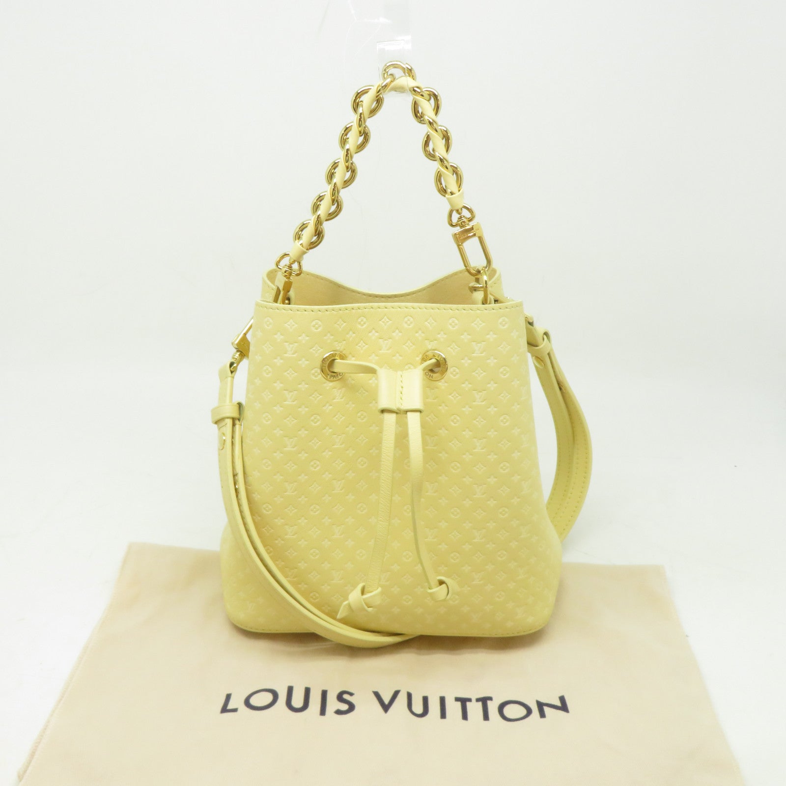 LOUIS VUITTON 牛皮皮革Neo Noe BB金扣肩背袋黃色