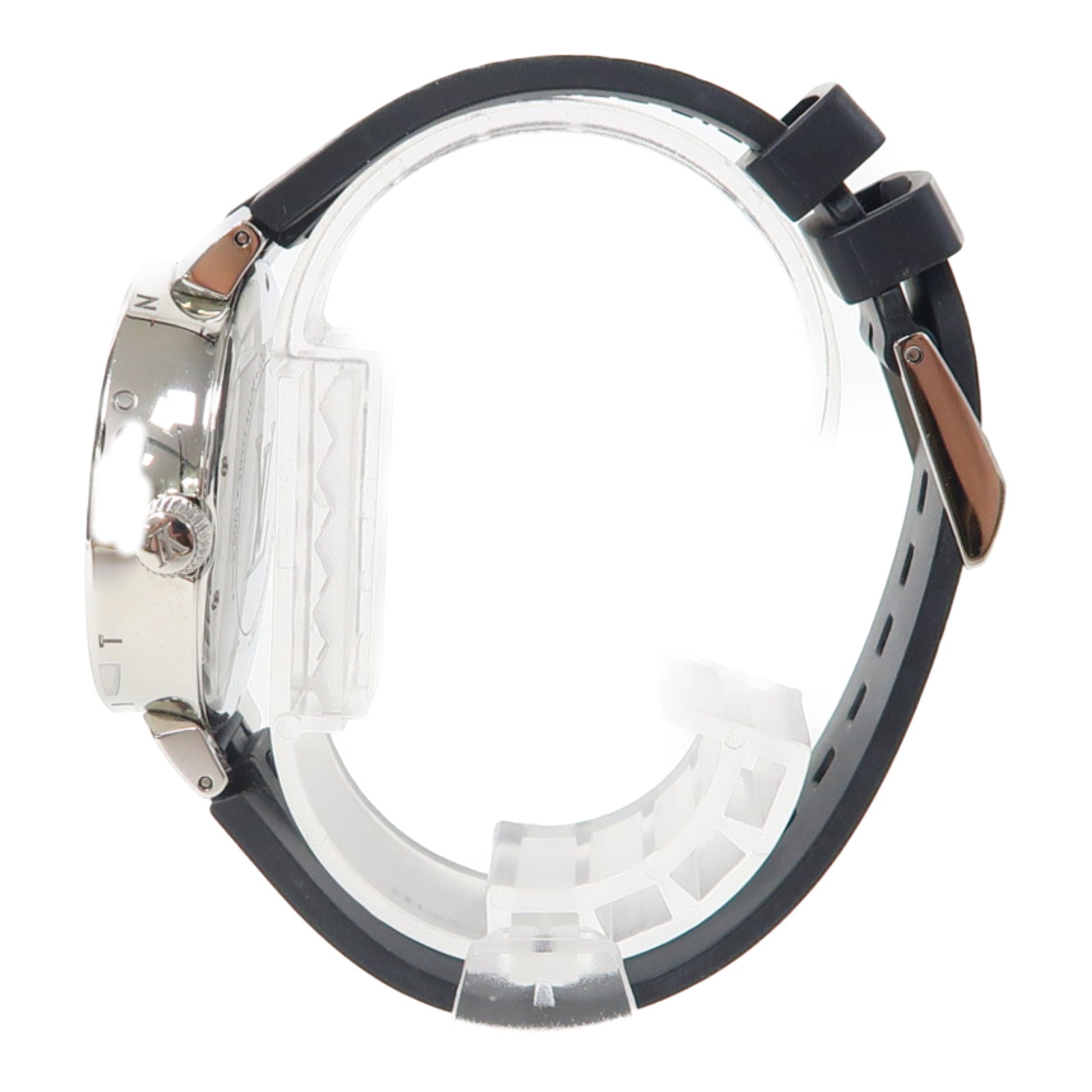 LOUIS VUITTON Tambour Dual Time MM不鏽鋼手錶石英機芯銀色