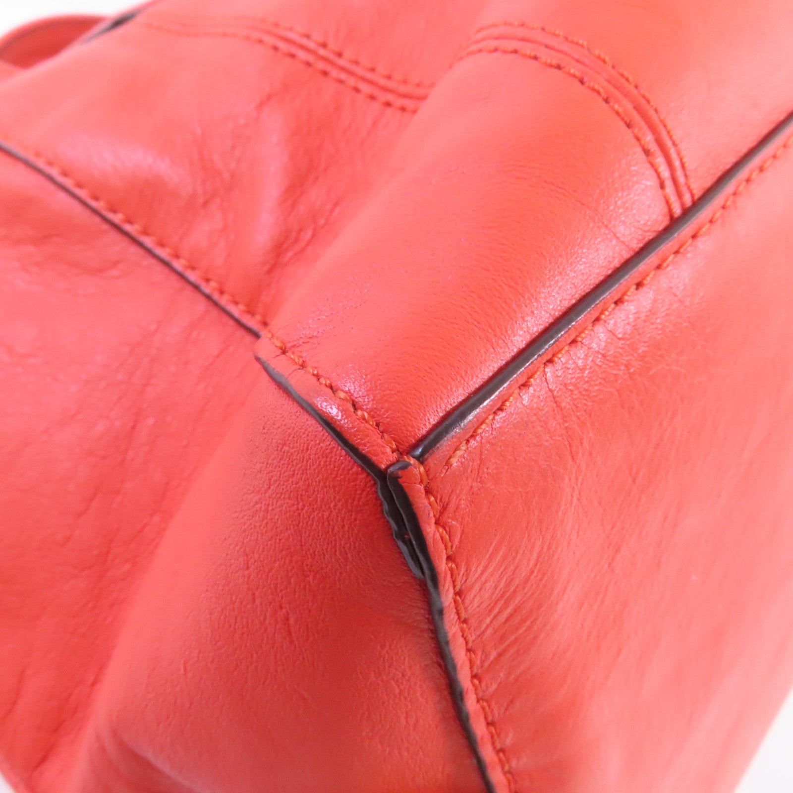COACH 牛皮皮革Campbell Leather Bag金扣手挽肩背兩用袋橙色
