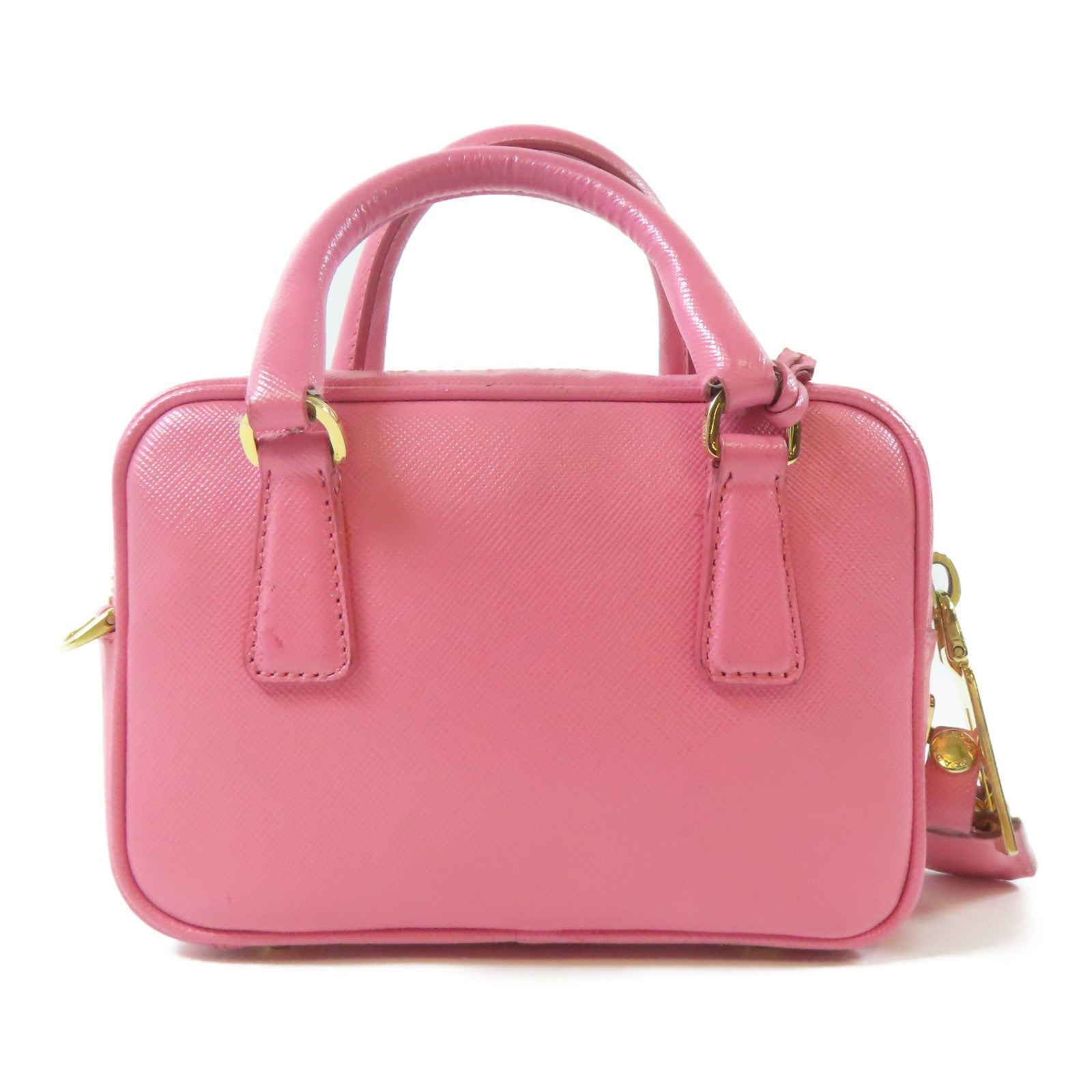PRADA 牛皮皮革Shoulder Bag金扣鏈帶肩背袋粉紅色