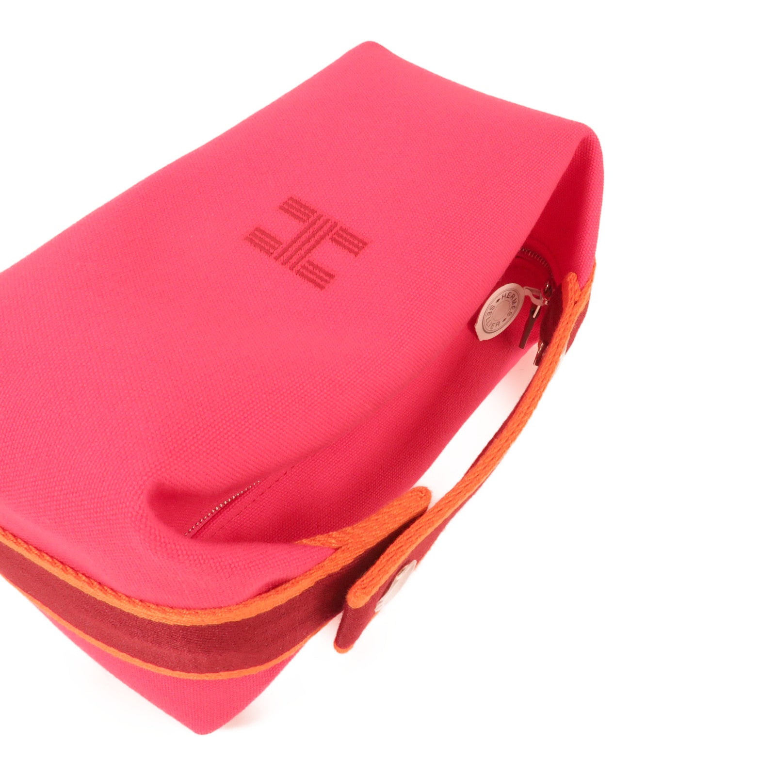 HERMES 帆布Bride a Brac銀扣手挽袋Hibiscus