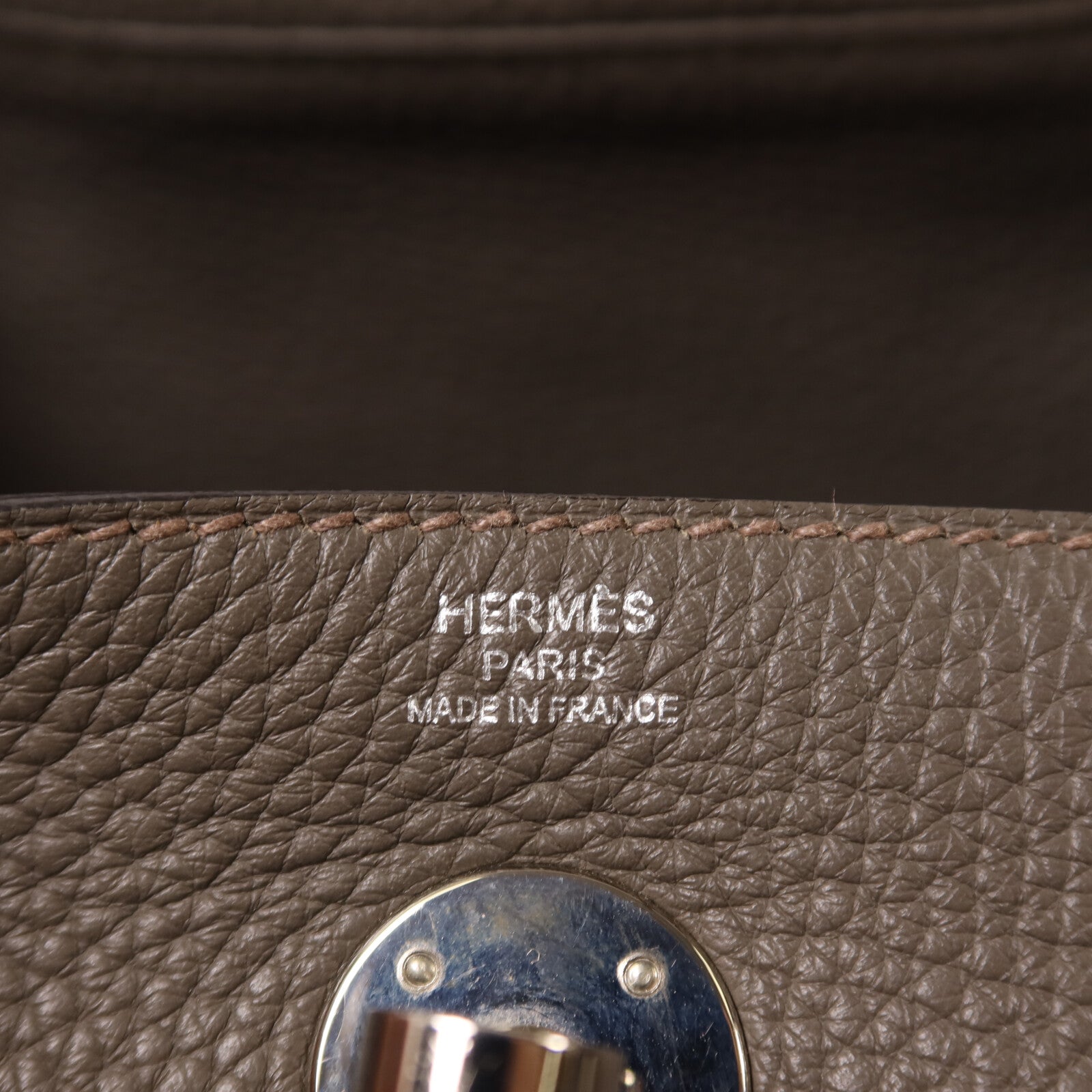 HERMES Clemence皮革Lindy 26手挽肩背兩用袋Etain