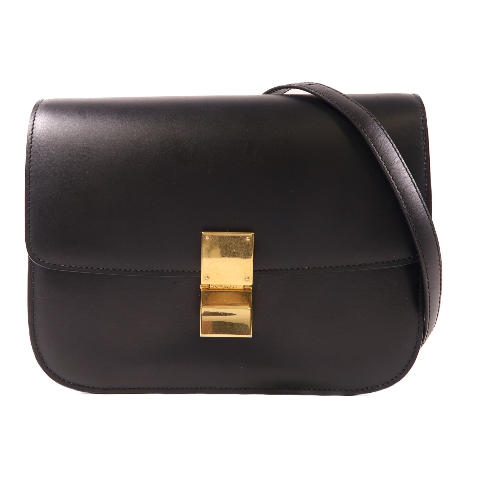 CELINE 牛皮皮革Classic Box金扣肩背袋黑色