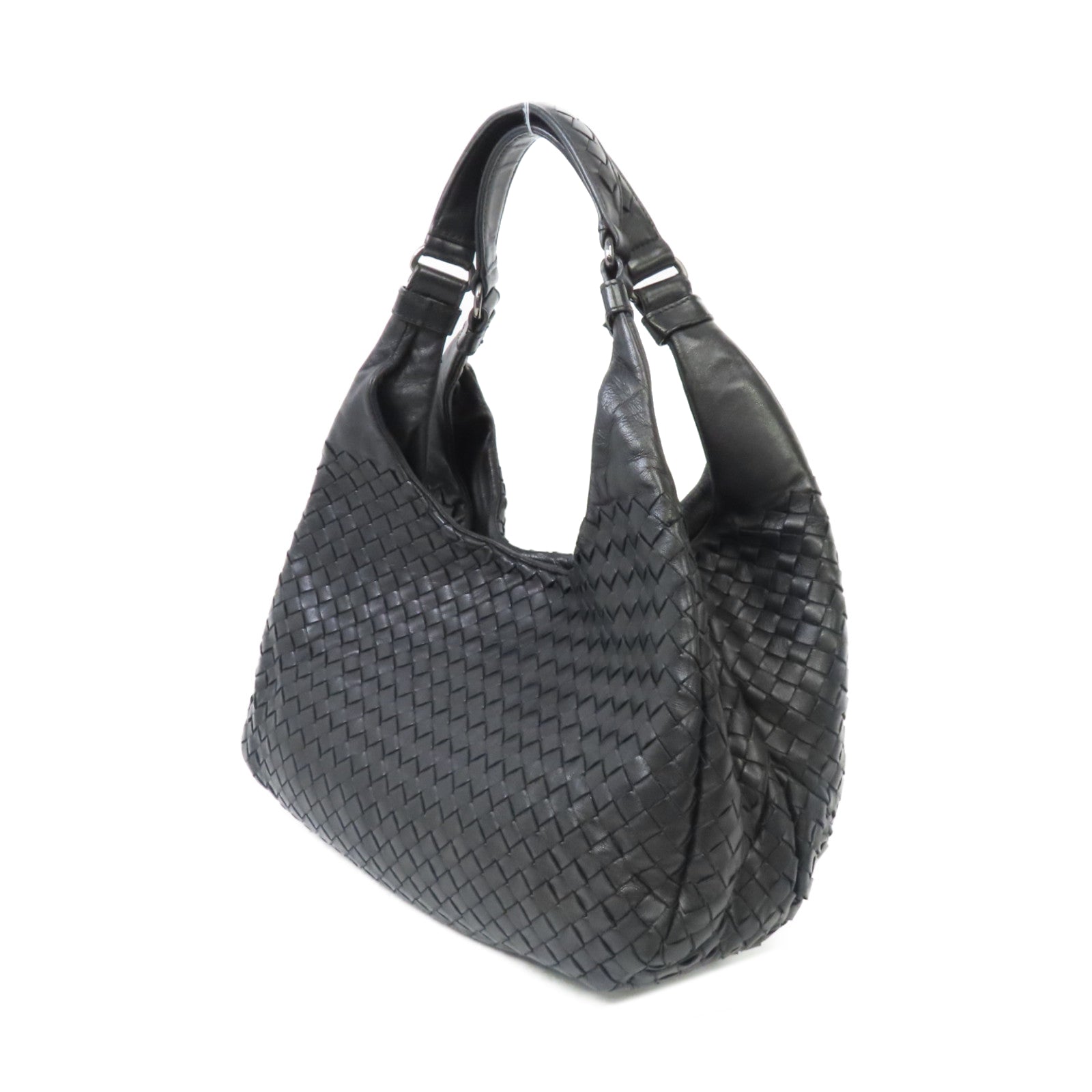 BOTTEGA VENETA 織紋牛皮皮革Shoulder Bag銀扣肩背袋黑色