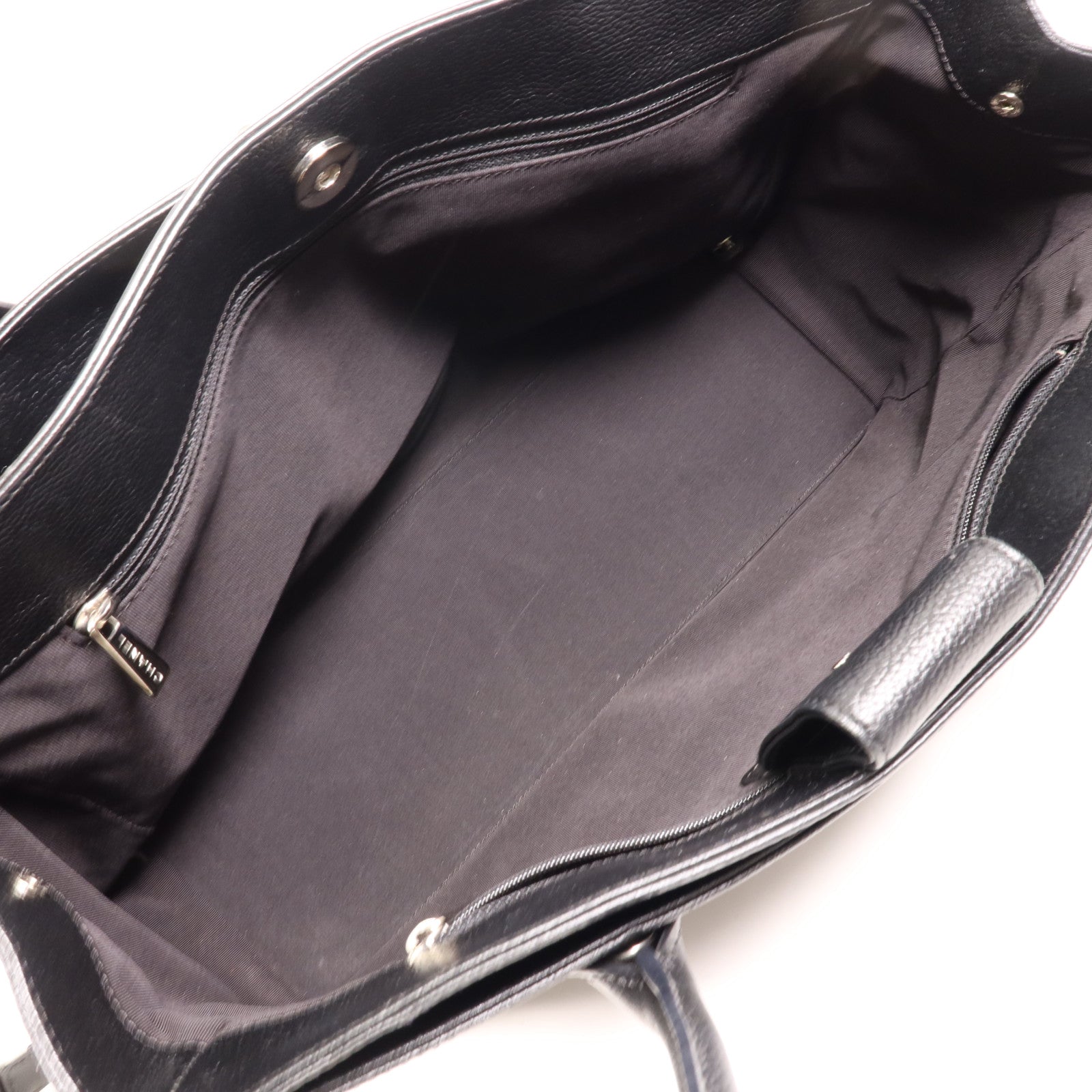 CHANEL 牛皮皮革Tote Bag銀扣手挽肩背兩用袋