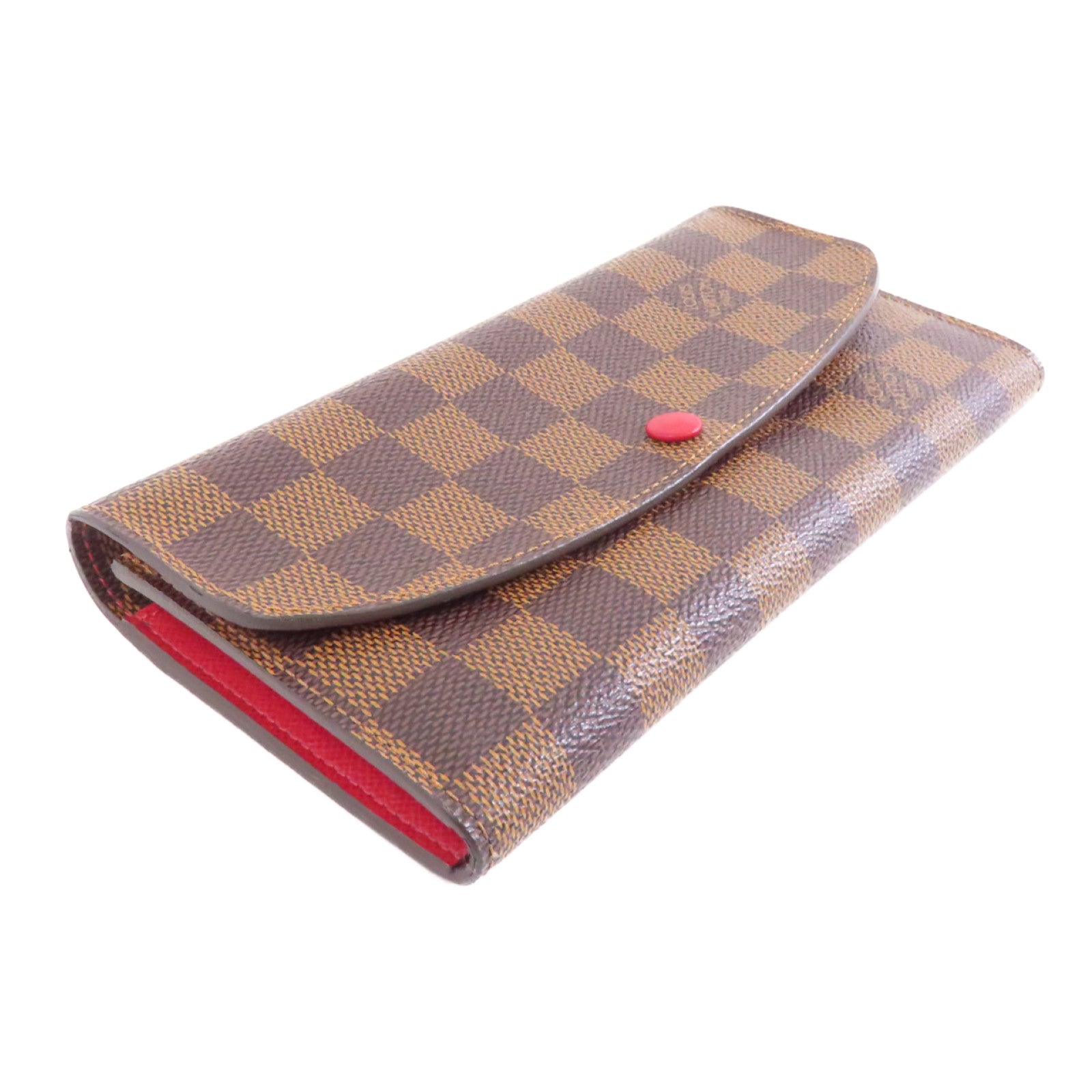 LOUIS VUITTON Damier Emilie Long Wallet金扣長錢包棕色/紅色