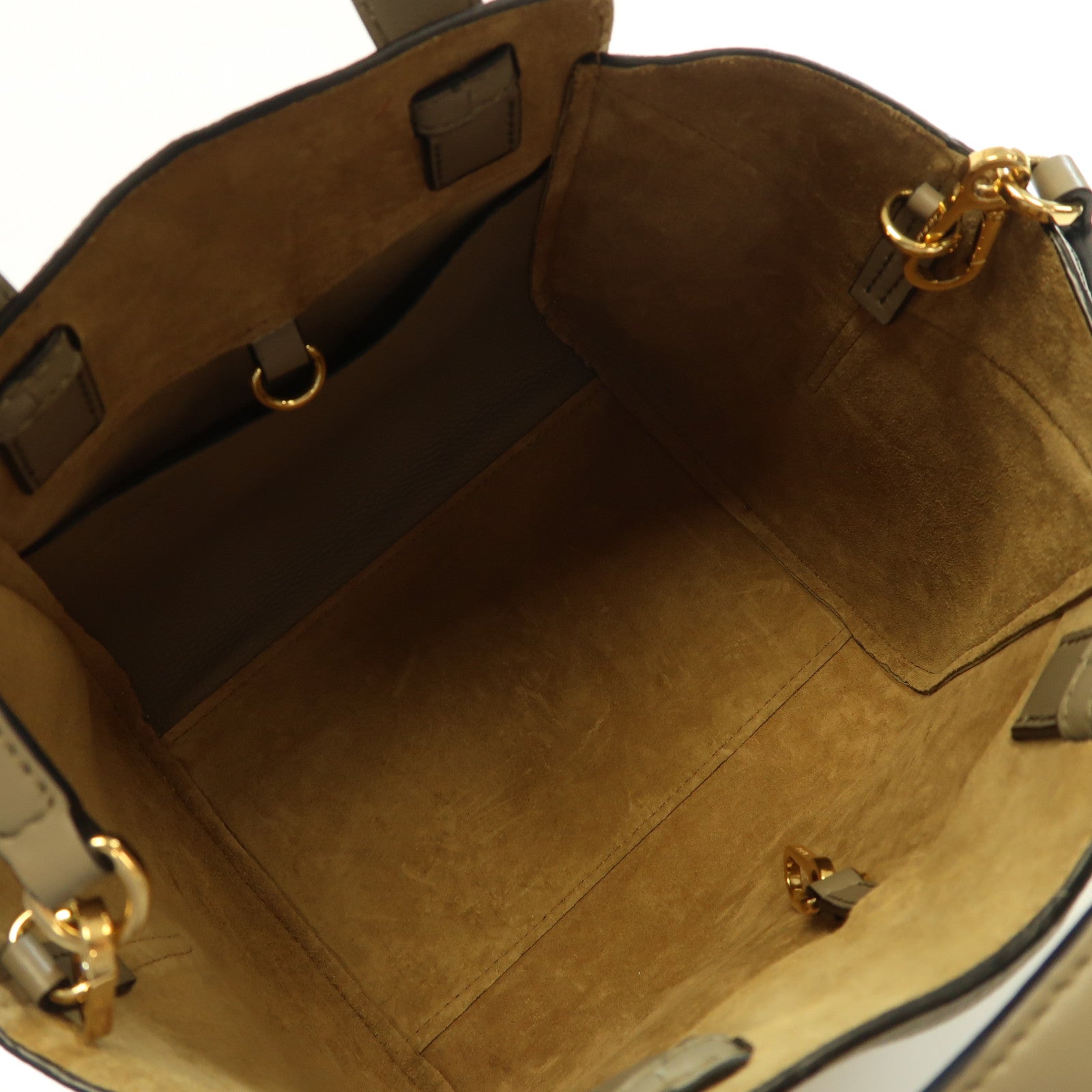 LOEWE 牛皮皮革Hammock Nugget金扣手挽肩背兩用袋卡其色