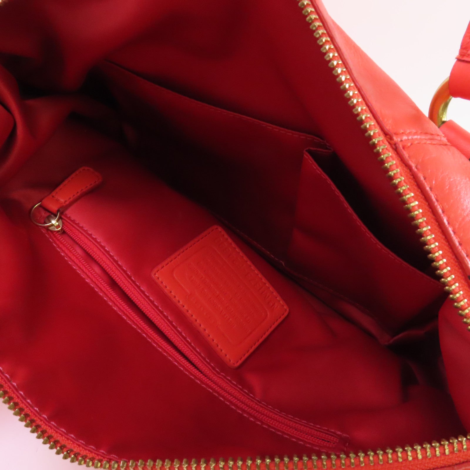 COACH 牛皮皮革Campbell Leather Bag金扣手挽肩背兩用袋橙色