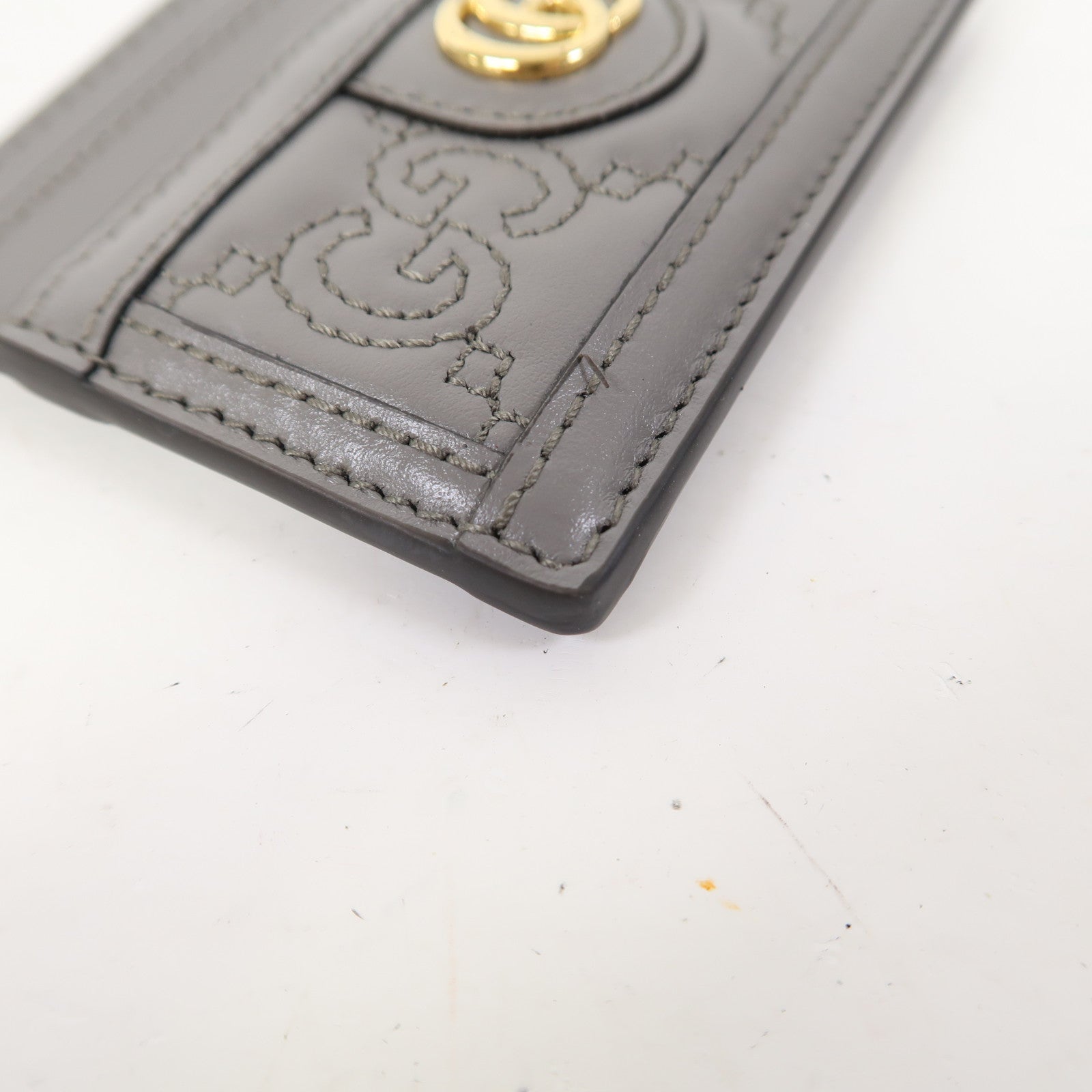 GUCCI 牛皮皮革Card Case金扣卡片套灰色