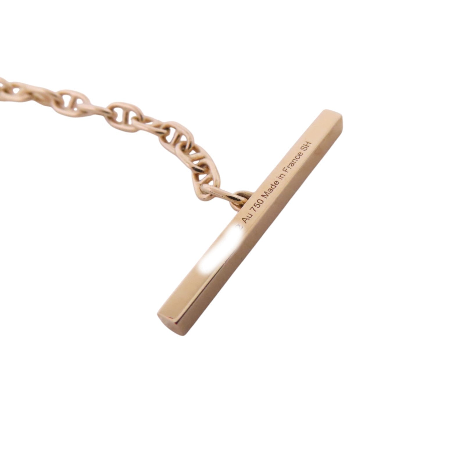 HERMES 18K玫瑰金Chaine d'ancre Contour Bracelet金扣鑽石手鏈