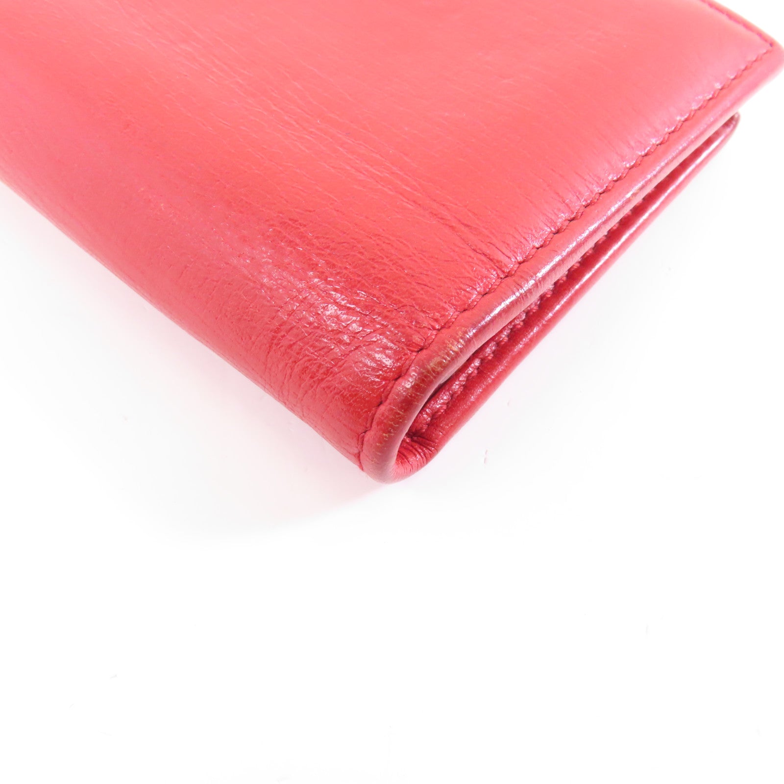 BVLGARI (PRICE DOWN) Card Case Calfskin Leather Red