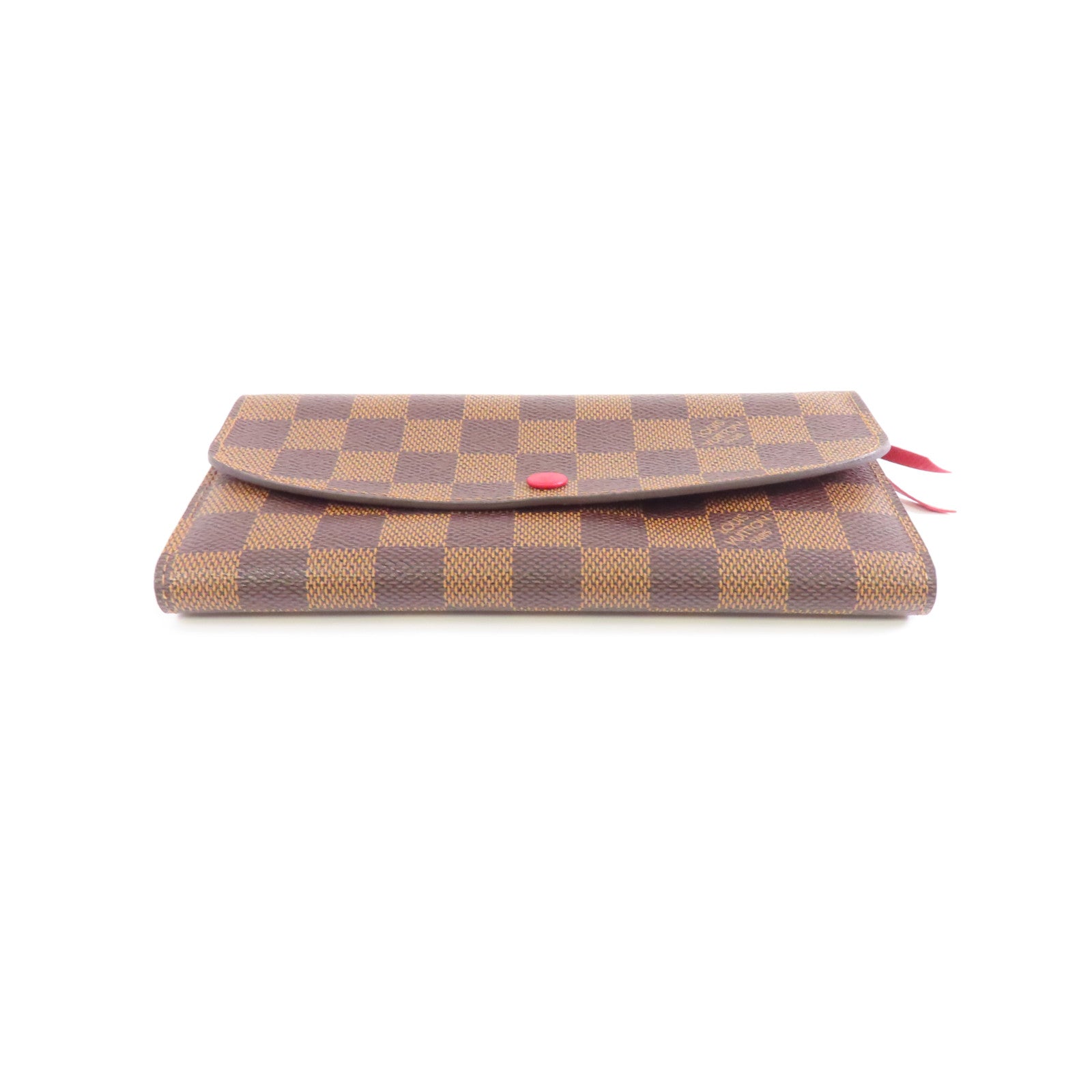 LOUIS VUITTON Damier Emilie Long Wallet金扣長錢包棕色/紅色