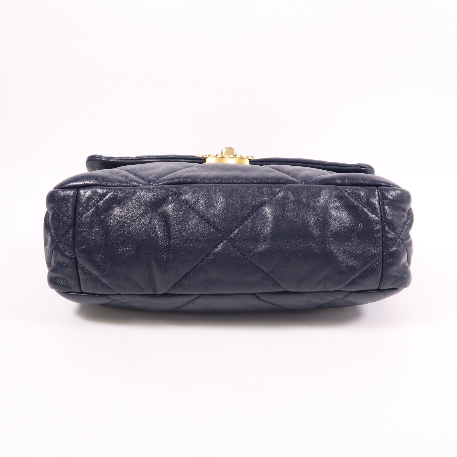 CHANEL CC C19 Small 2 Way Shoulder Bag Lambskin Leather Blue