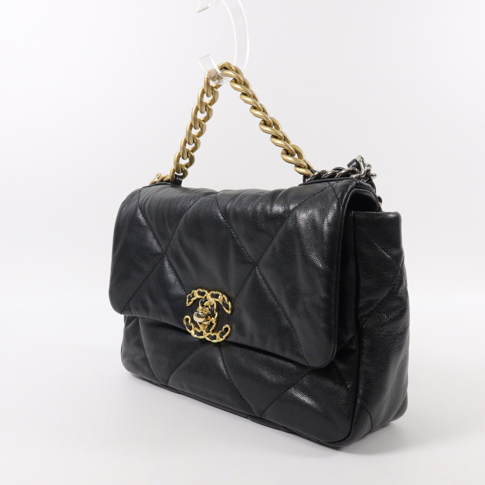 CHANEL 羊皮皮革C19 Small手挽肩背兩用袋