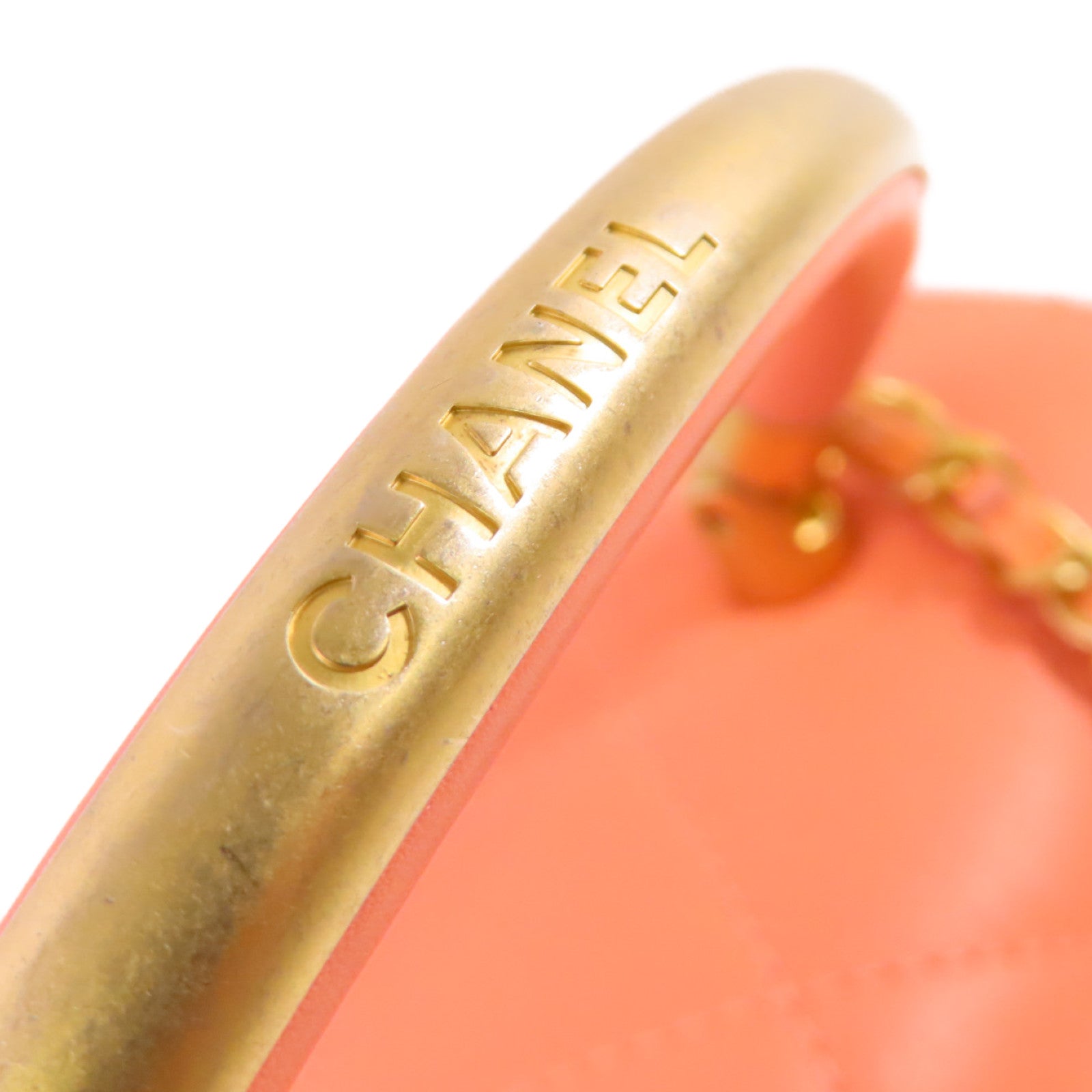 CHANEL 牛皮皮革2Way Chain Shoulder Bag金扣鏈帶肩背袋三文魚粉色
