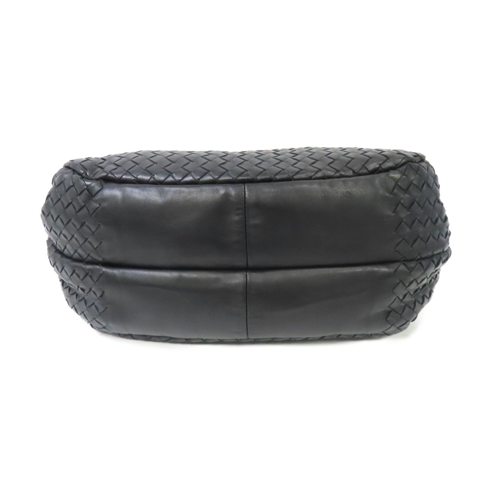 BOTTEGA VENETA 織紋牛皮皮革Shoulder Bag銀扣肩背袋黑色