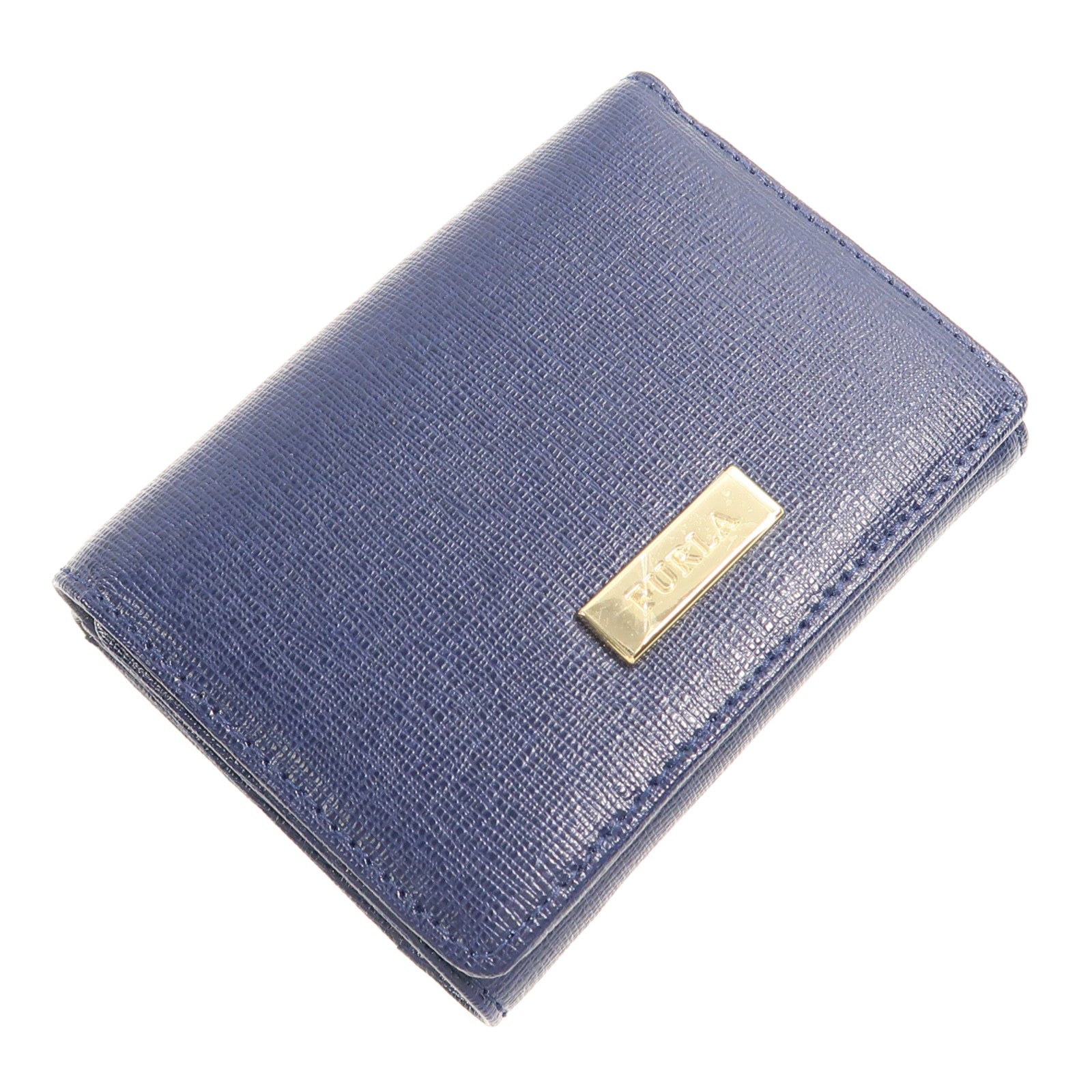 Furla 牛皮皮革Wallet金扣錢包藍色