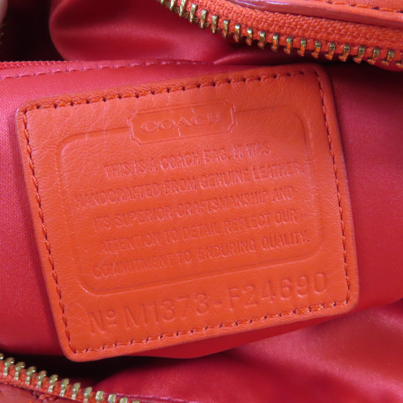 COACH 牛皮皮革Campbell Leather Bag金扣手挽肩背兩用袋橙色
