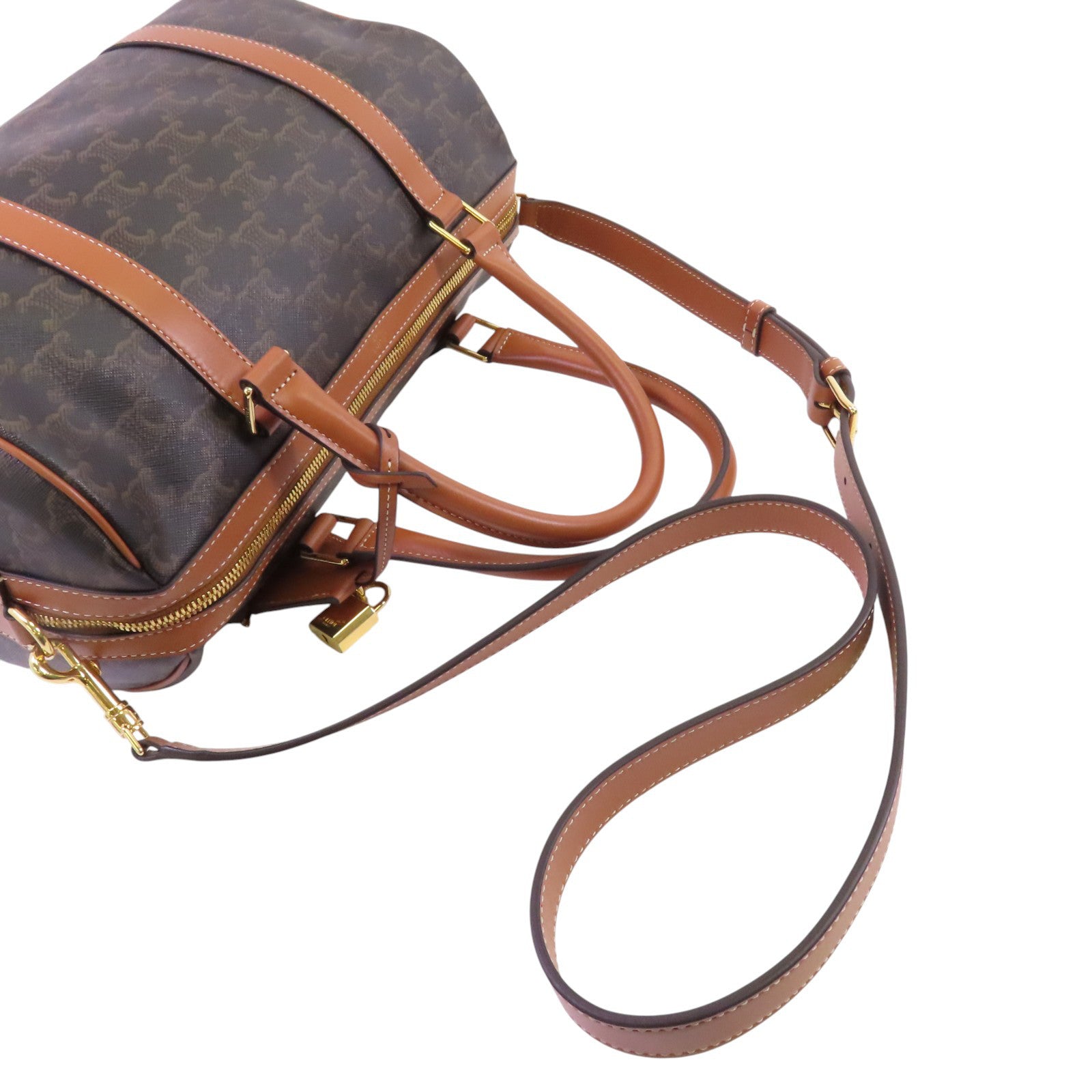 CELINE Triomphe帆布Large Boston金扣手挽肩背兩用袋