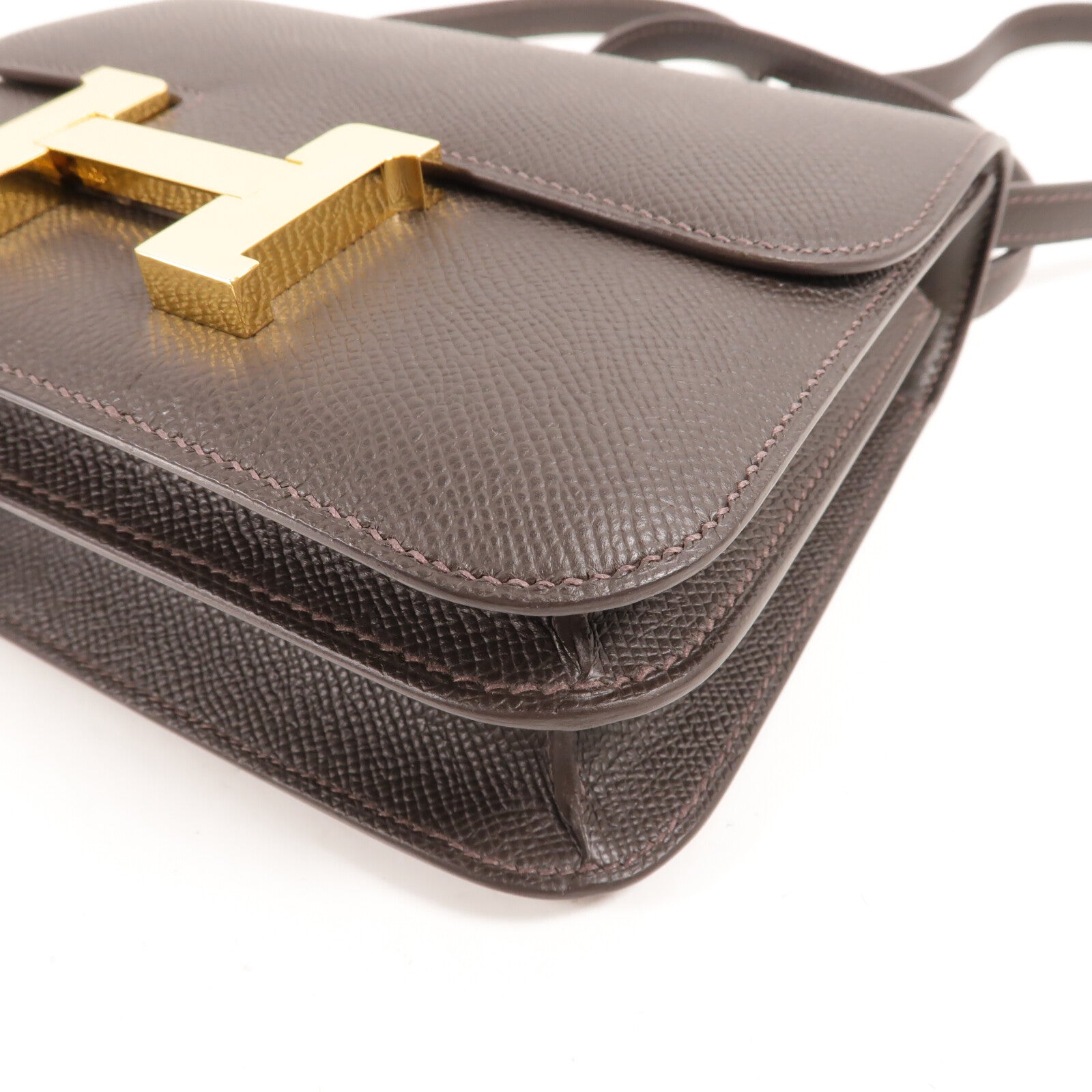 HERMES Epsom皮革Constance Mini肩背袋Bai Brun