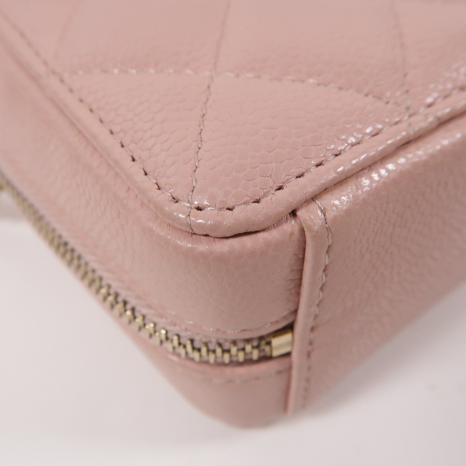 CHANEL 菱格牛皮皮革Shoulder Bag金扣鏈帶肩背袋粉紅色