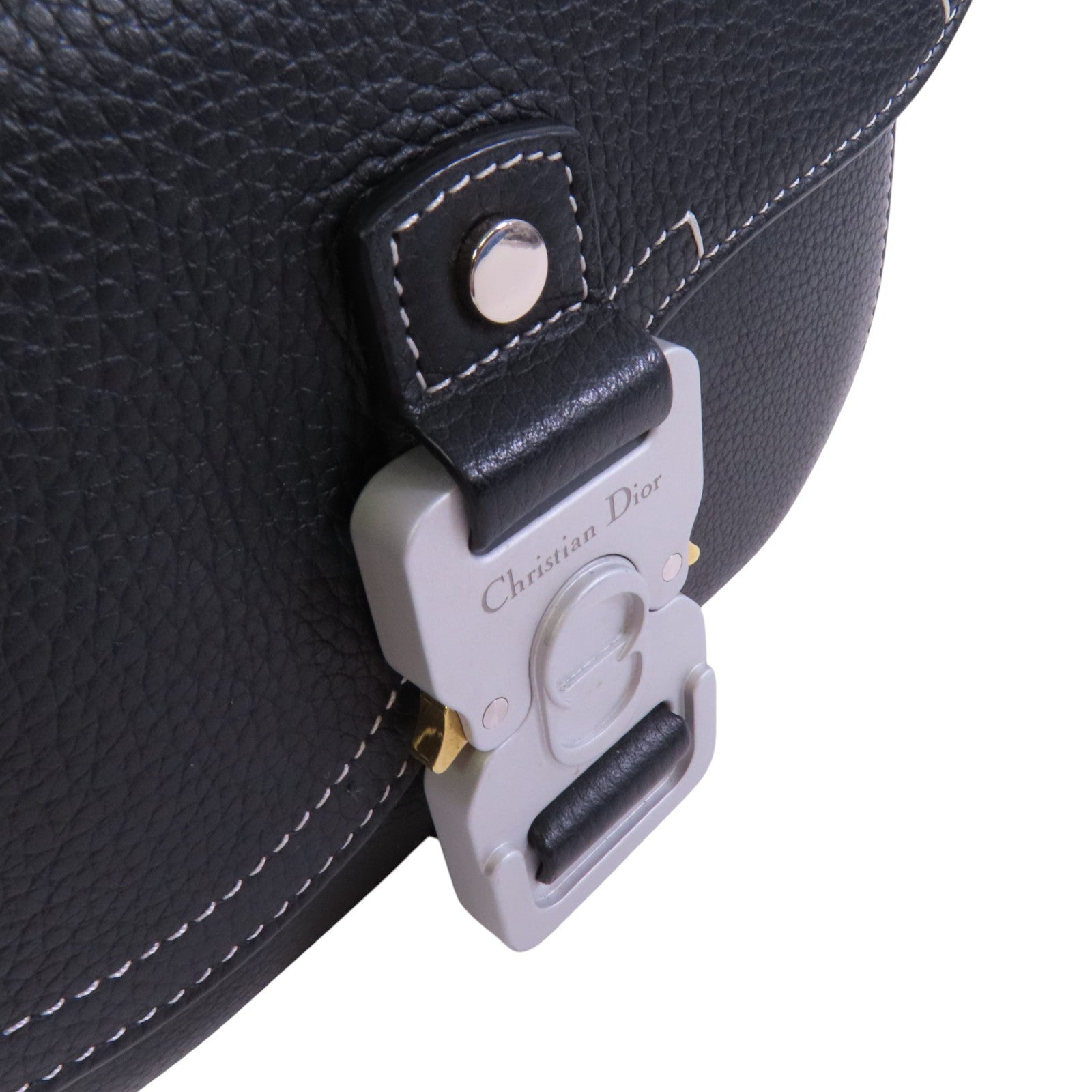 Dior 牛皮皮革Mini Saddie銀扣肩背袋