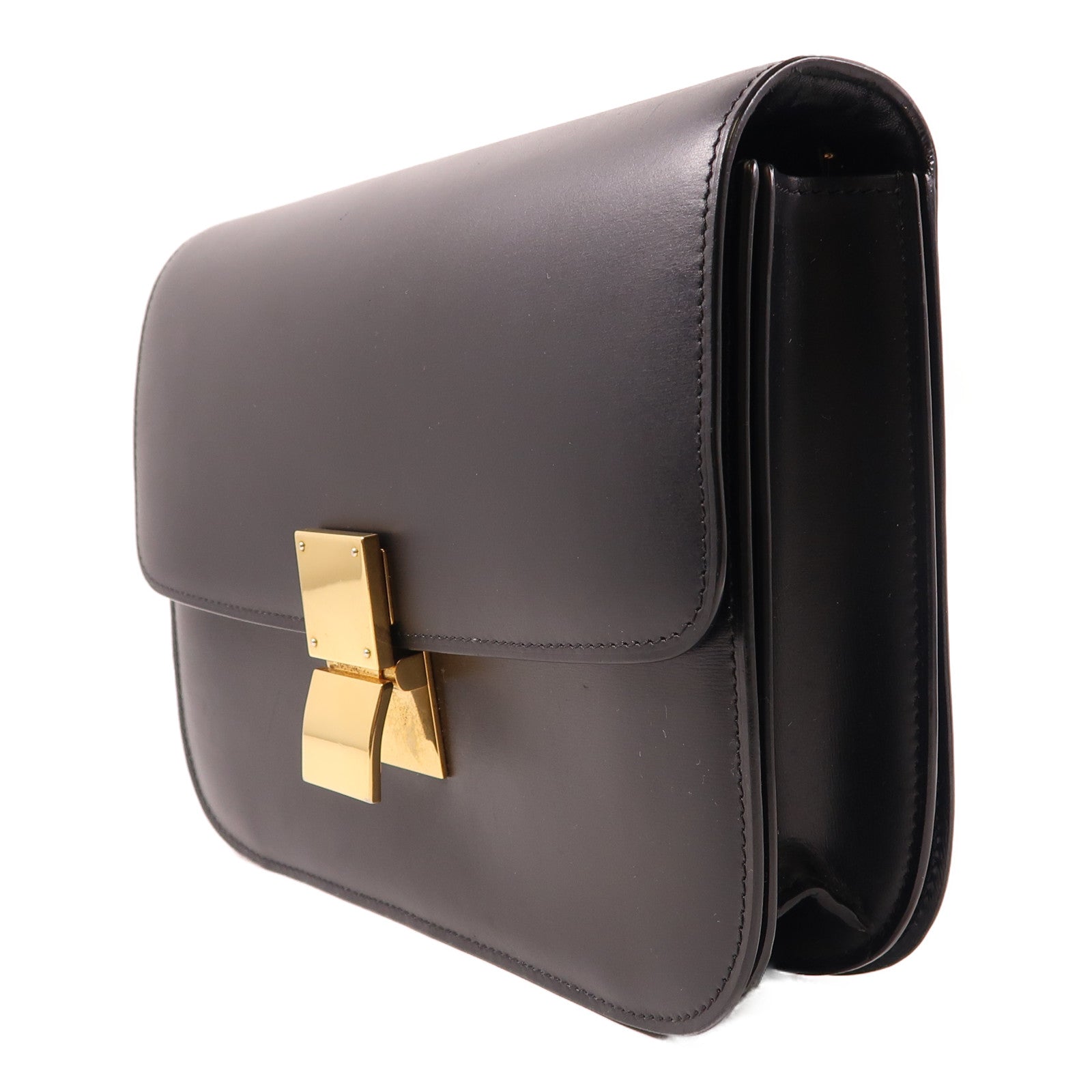 CELINE 牛皮皮革Classic Box金扣肩背袋黑色