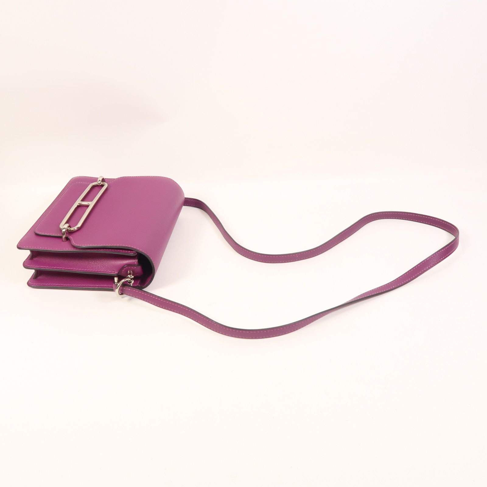 HERMES Evercolor皮革Roulis Mini銀扣肩背袋Anemone