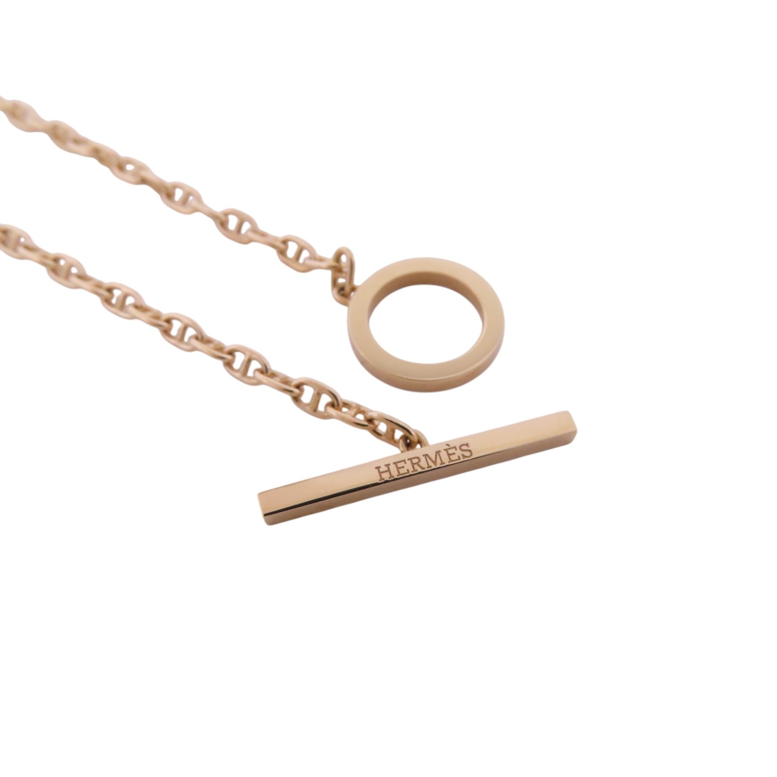 HERMES 18K玫瑰金Chaine d'ancre Contour Bracelet金扣鑽石手鏈