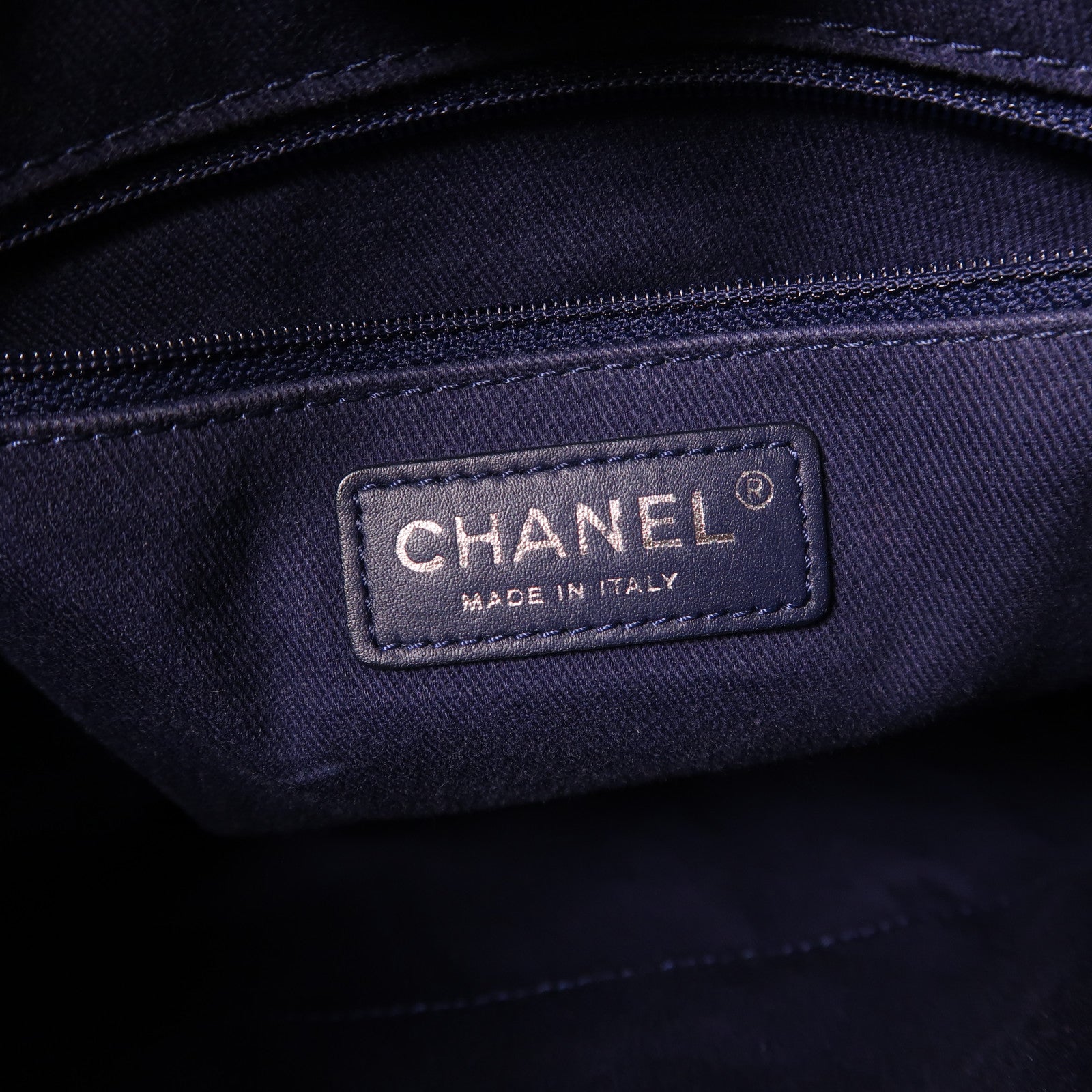 CHANEL 帆布Mini Deauville Tote銀扣鏈帶肩背袋