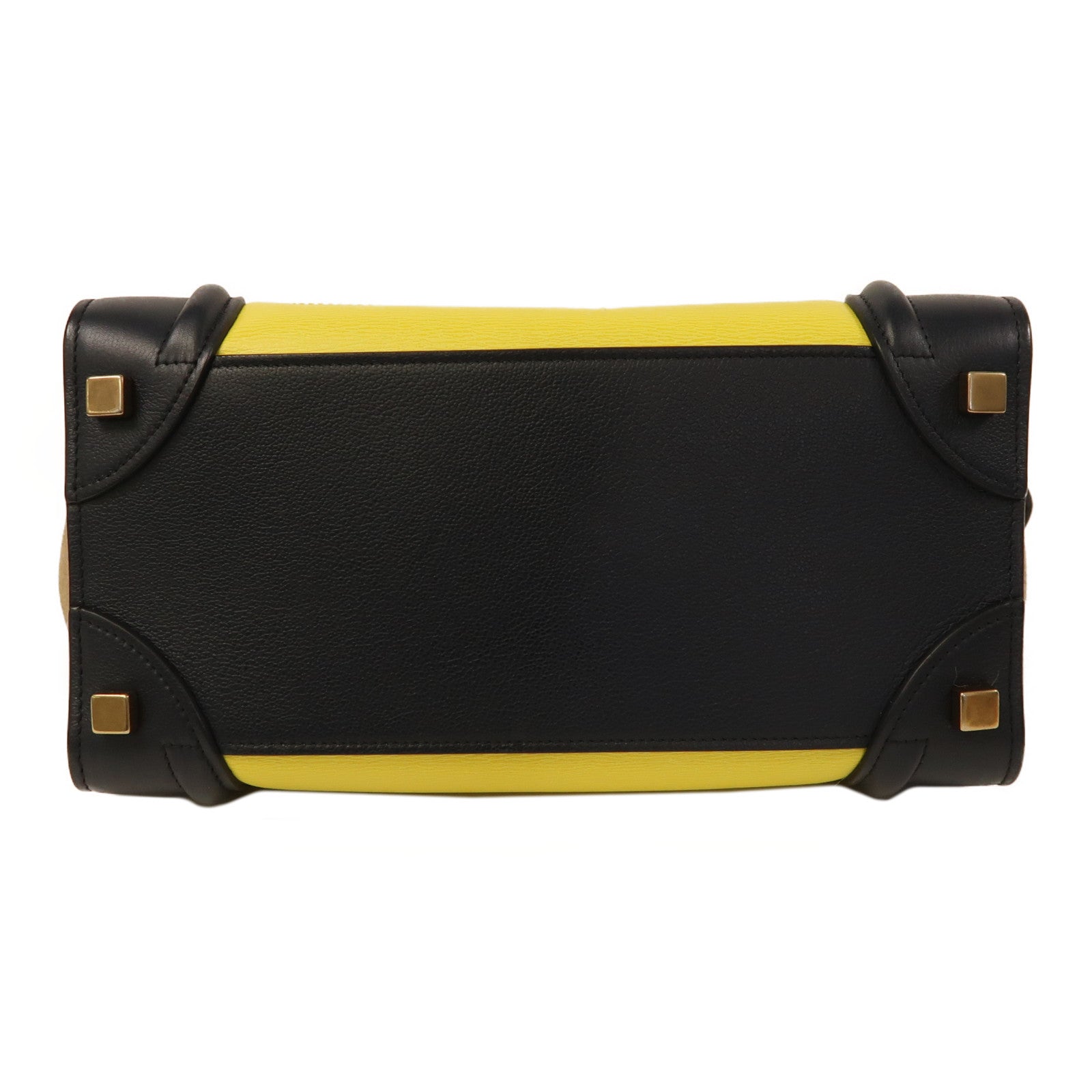 CELINE 牛皮皮革/絨面皮革Micro Luggage金扣手挽袋黑色/黃色/啡色