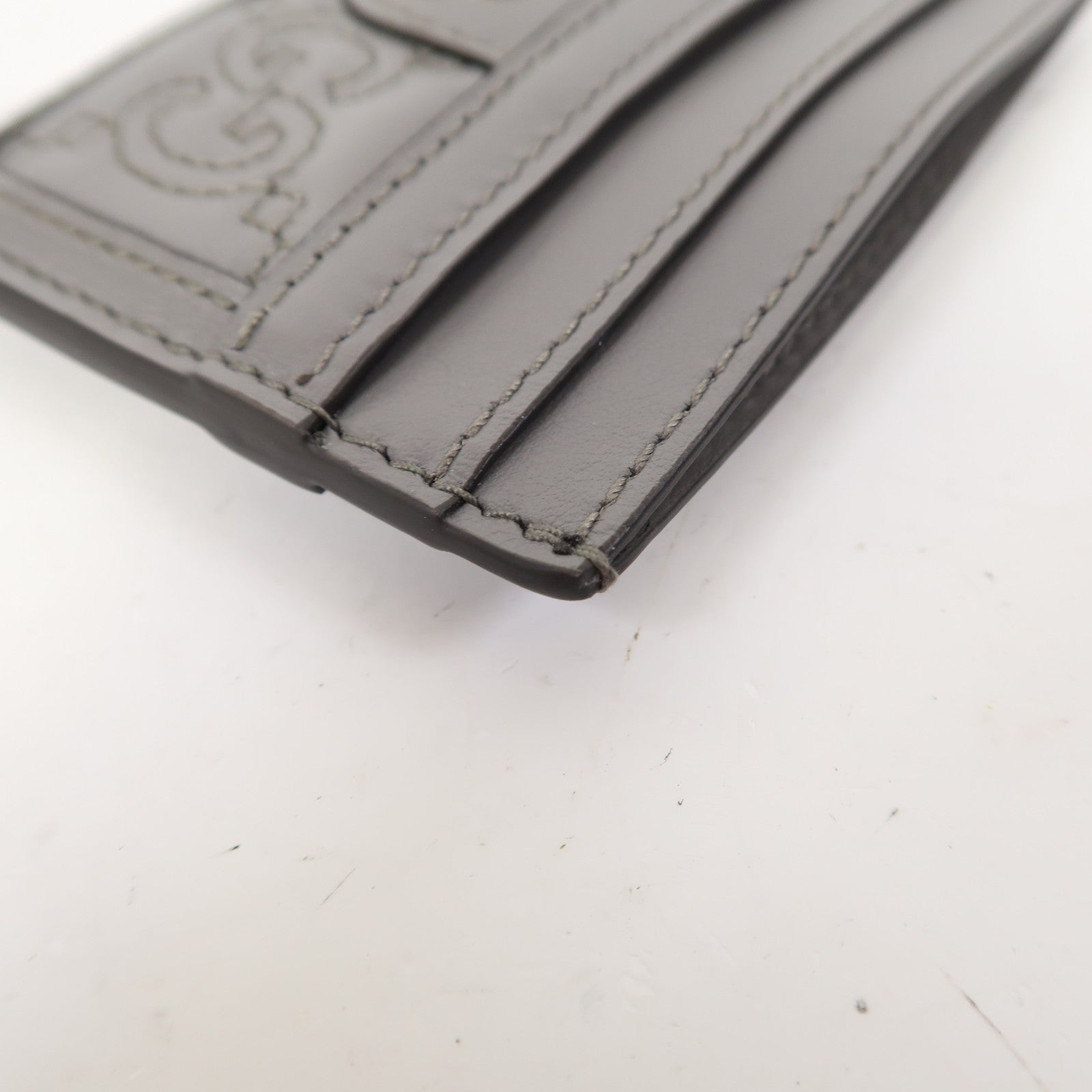 GUCCI 牛皮皮革Card Case金扣卡片套灰色