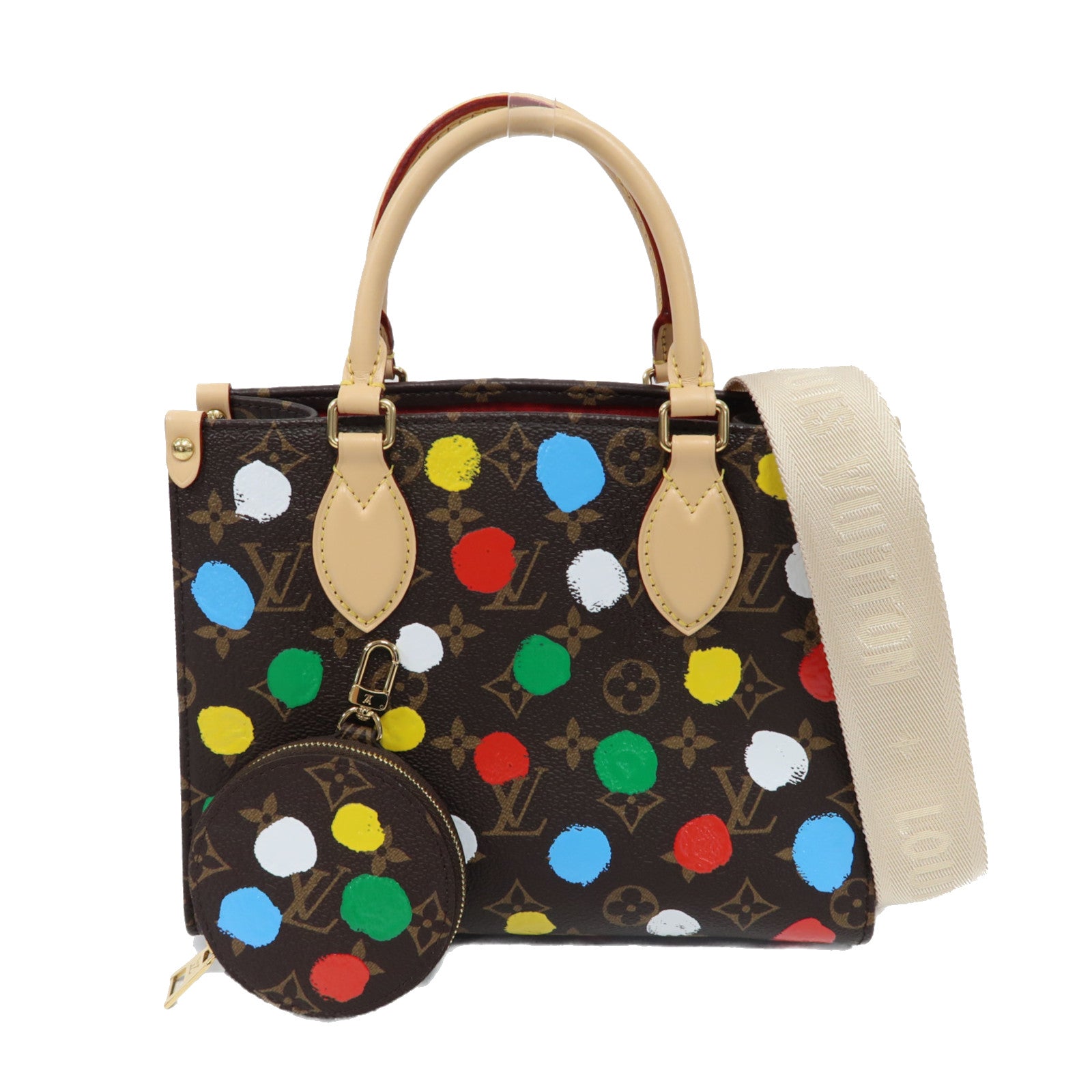 LOUIS VUITTON Monogram LVxYK On The Go金扣手挽肩背兩用袋啡色/彩色