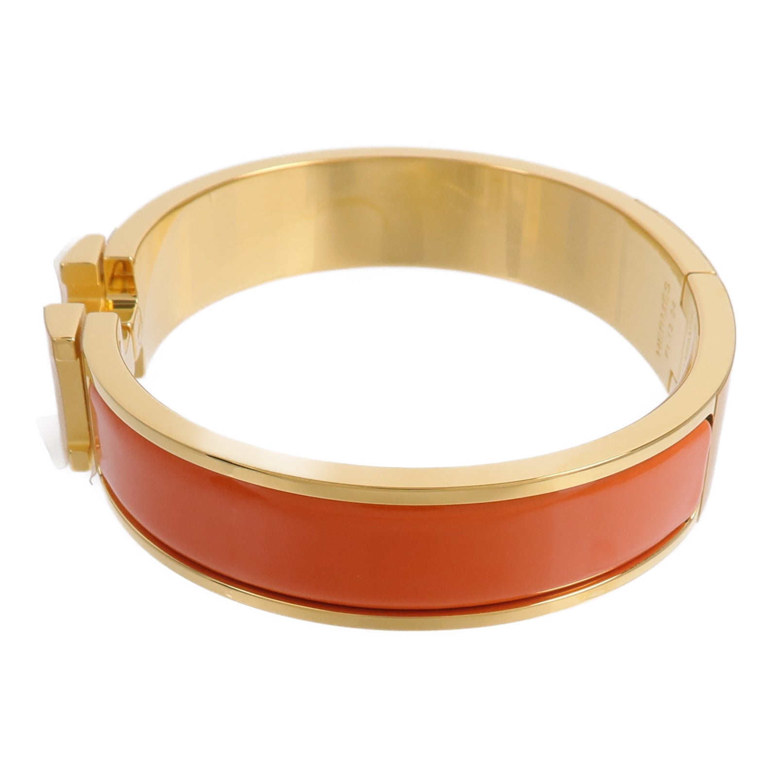 HERMES 金屬/琺瑯Clic H Bracelet手鐲Orange