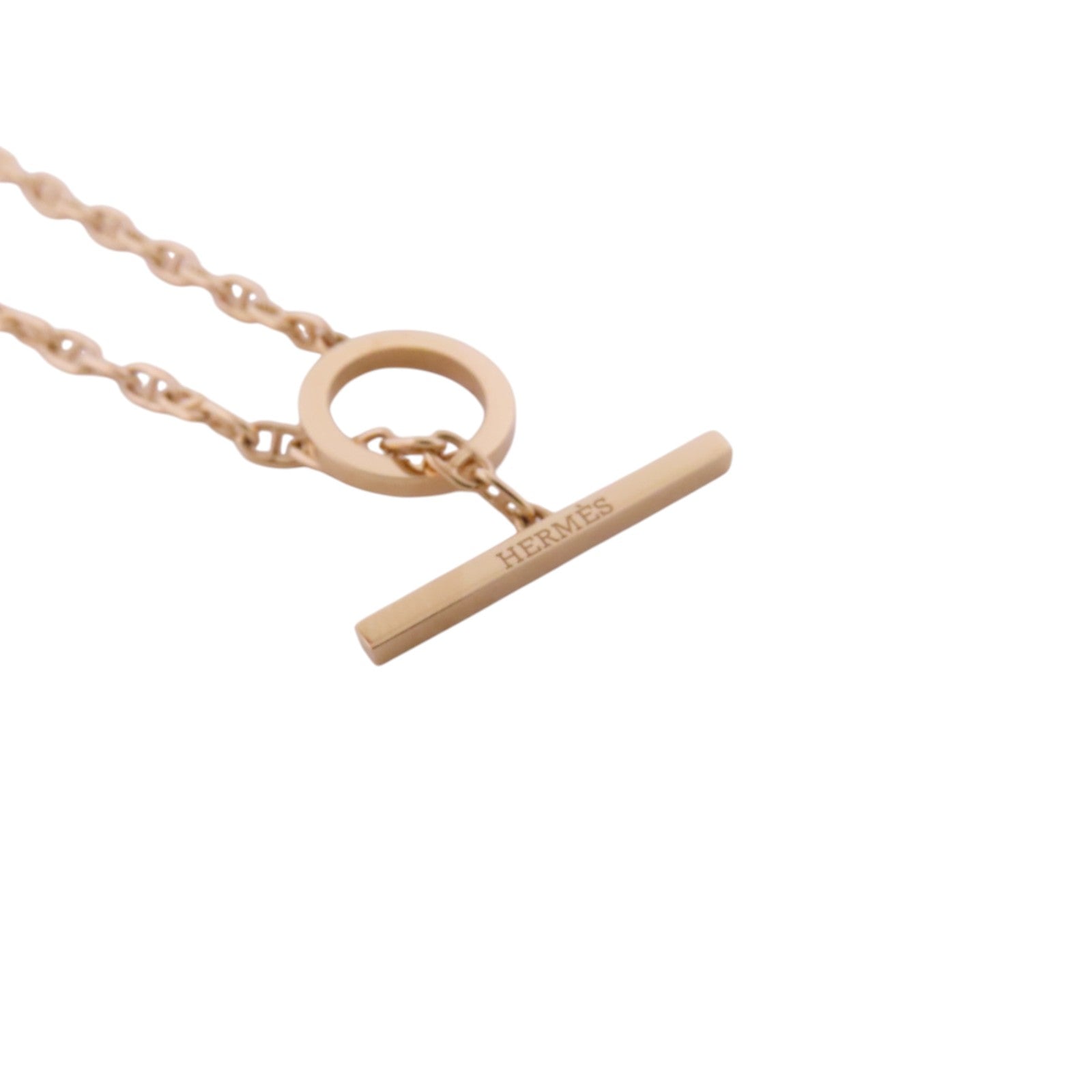 HERMES 18K玫瑰金Chaine d'ancre Contour Bracelet金扣鑽石手鏈