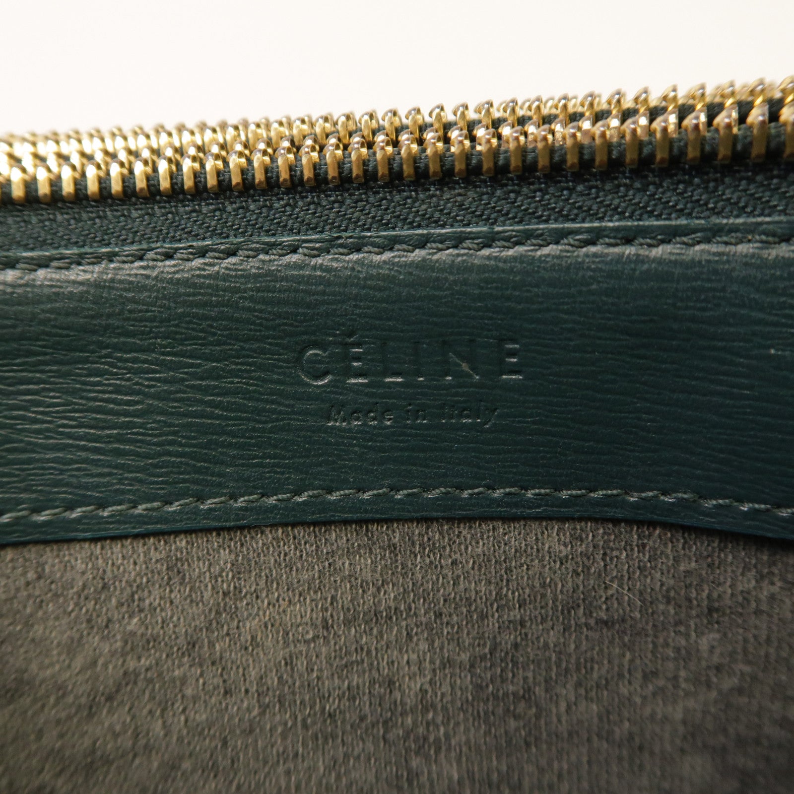 CELINE 牛皮皮革Trio金扣肩背袋綠色