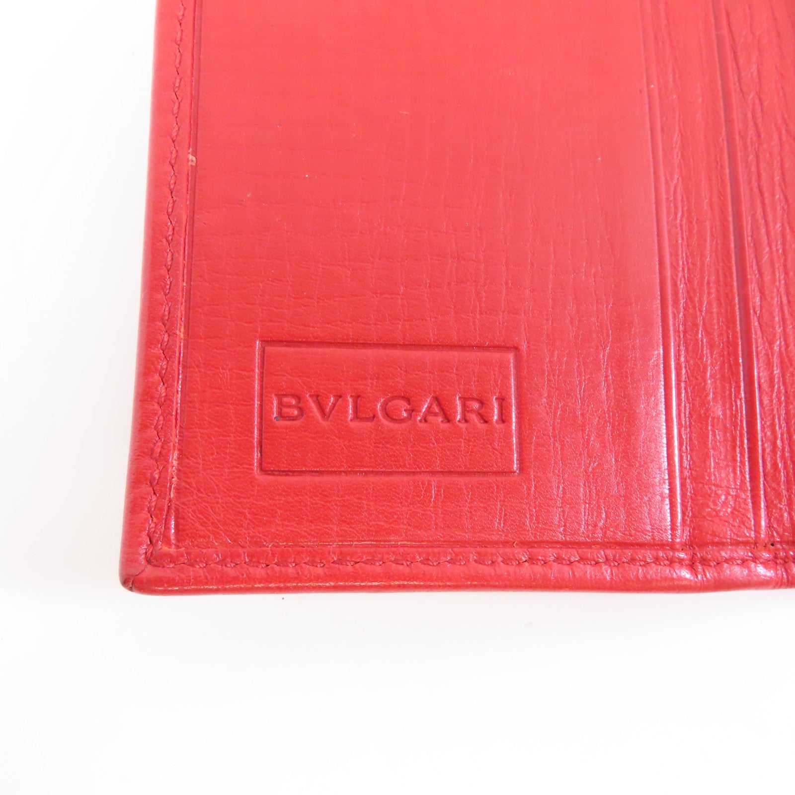 BVLGARI (PRICE DOWN) Card Case Calfskin Leather Red