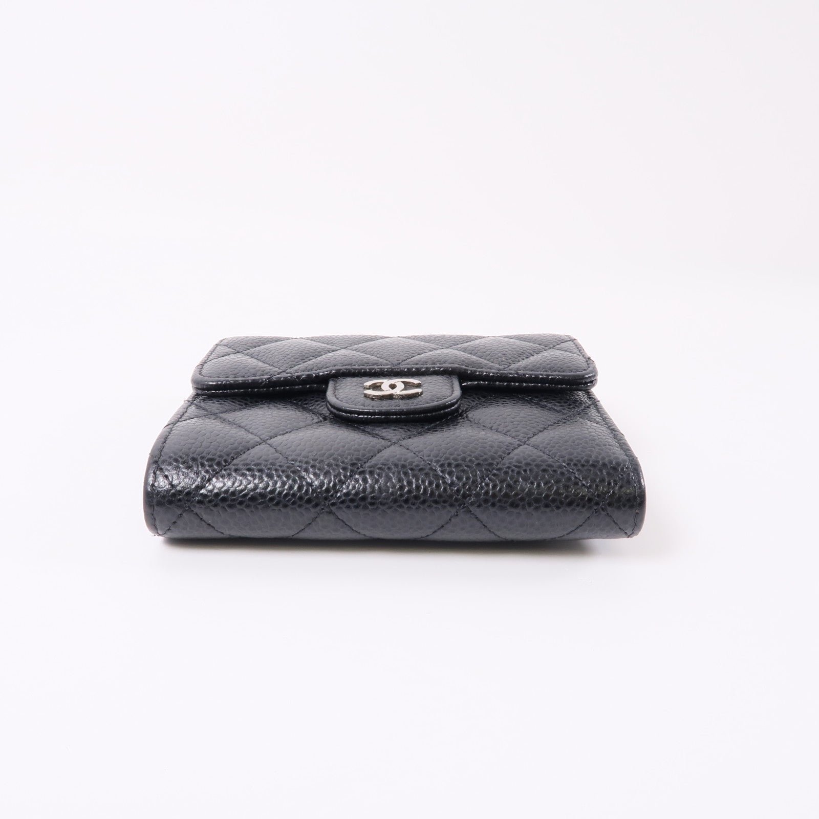 CHANEL 牛皮皮革Wallet銀扣錢包黑色