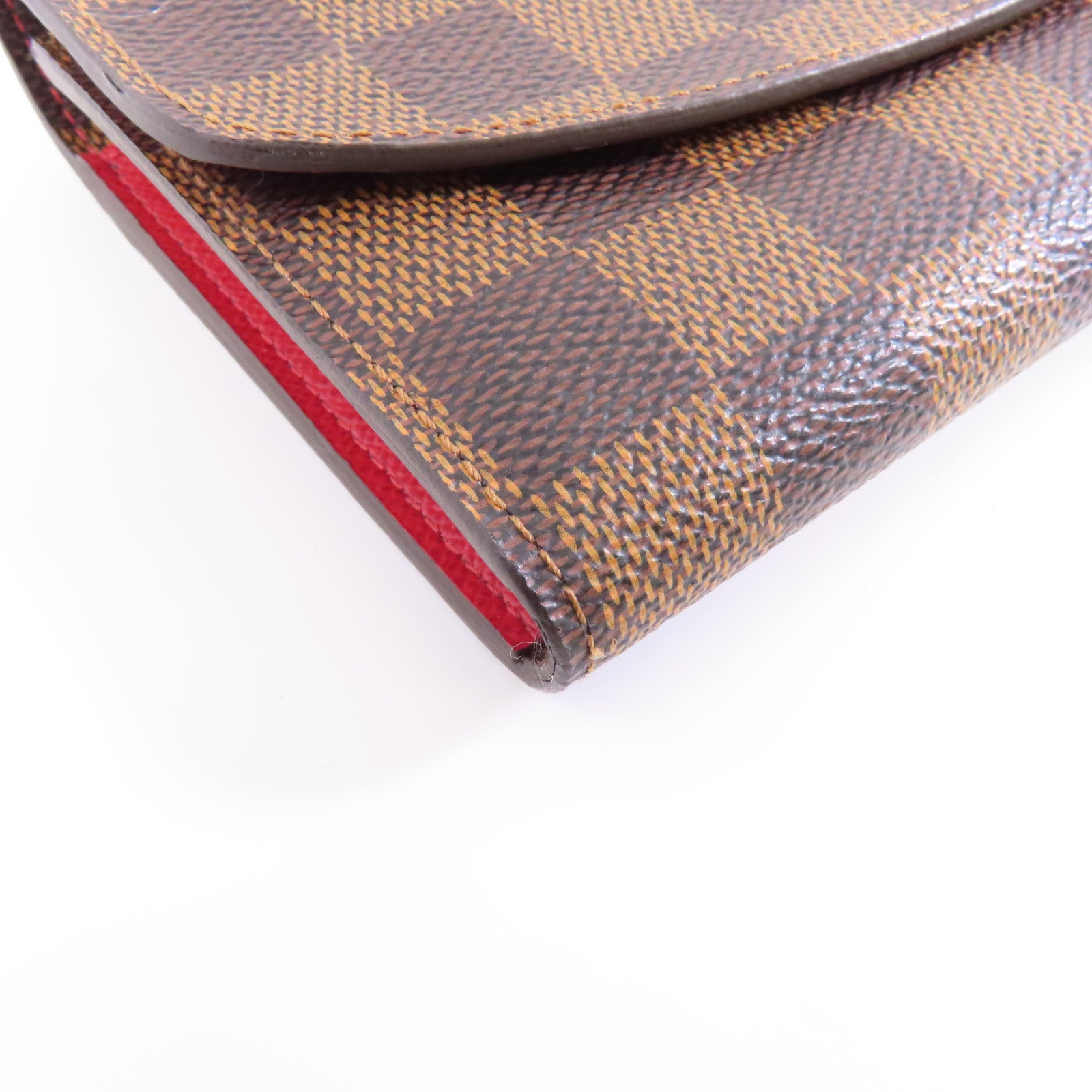 LOUIS VUITTON Damier Emilie Long Wallet金扣長錢包棕色/紅色