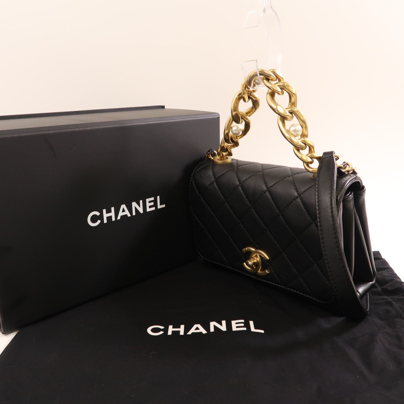 CHANEL 牛皮皮革2 Way Shoulder金扣肩背袋