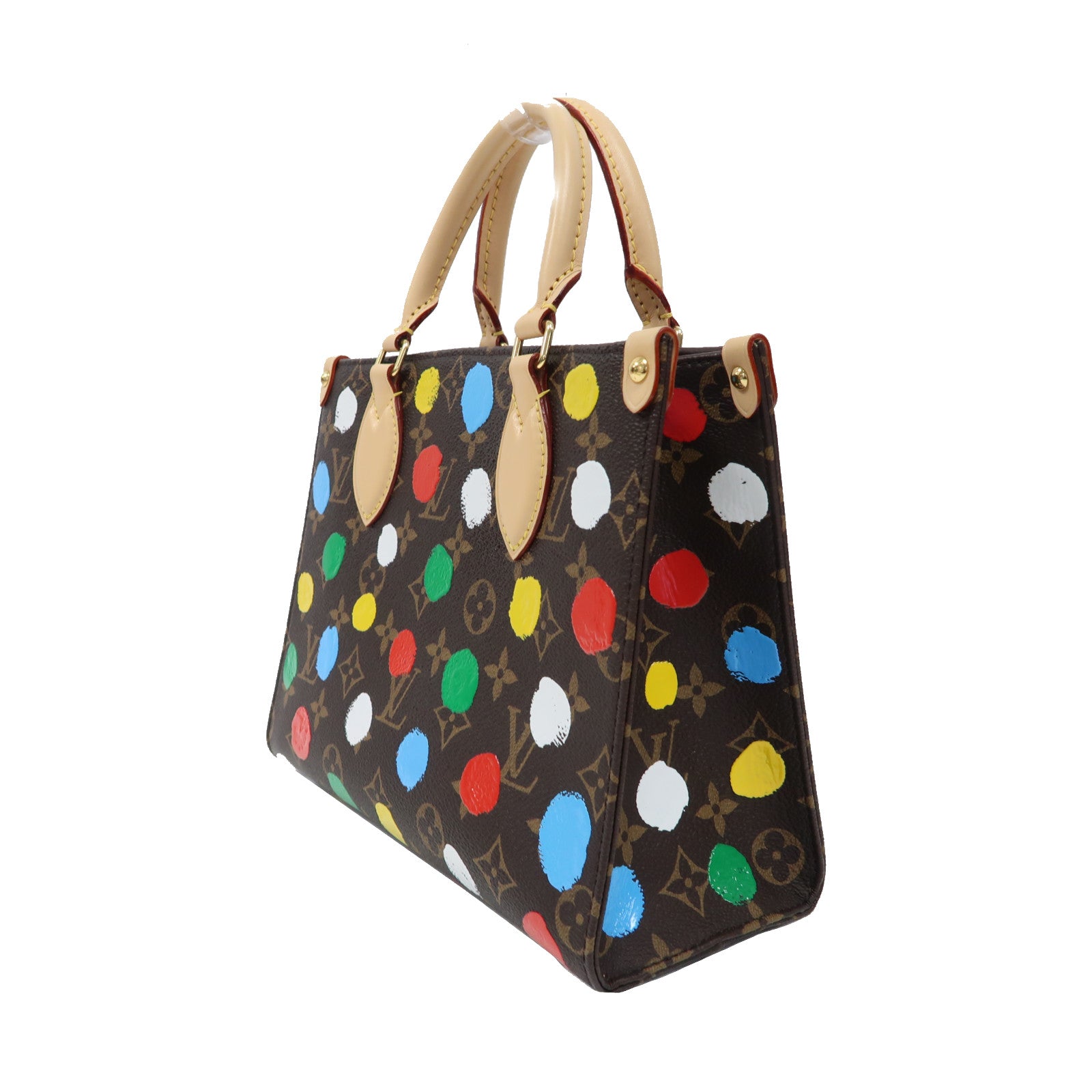 LOUIS VUITTON Monogram LVxYK On The Go金扣手挽肩背兩用袋啡色/彩色