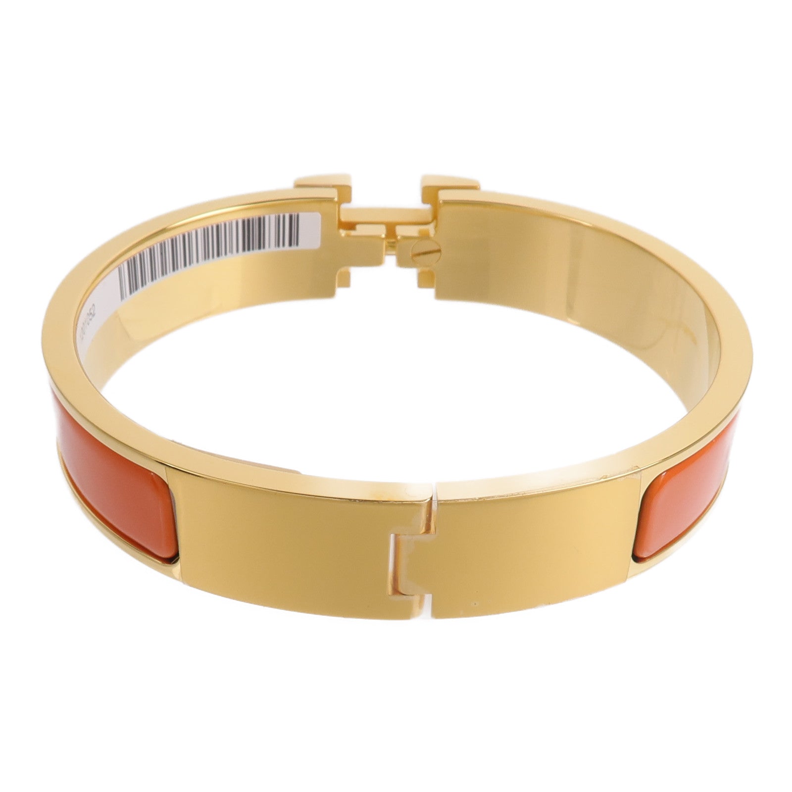 HERMES 金屬/琺瑯Clic H Bracelet手鐲Orange