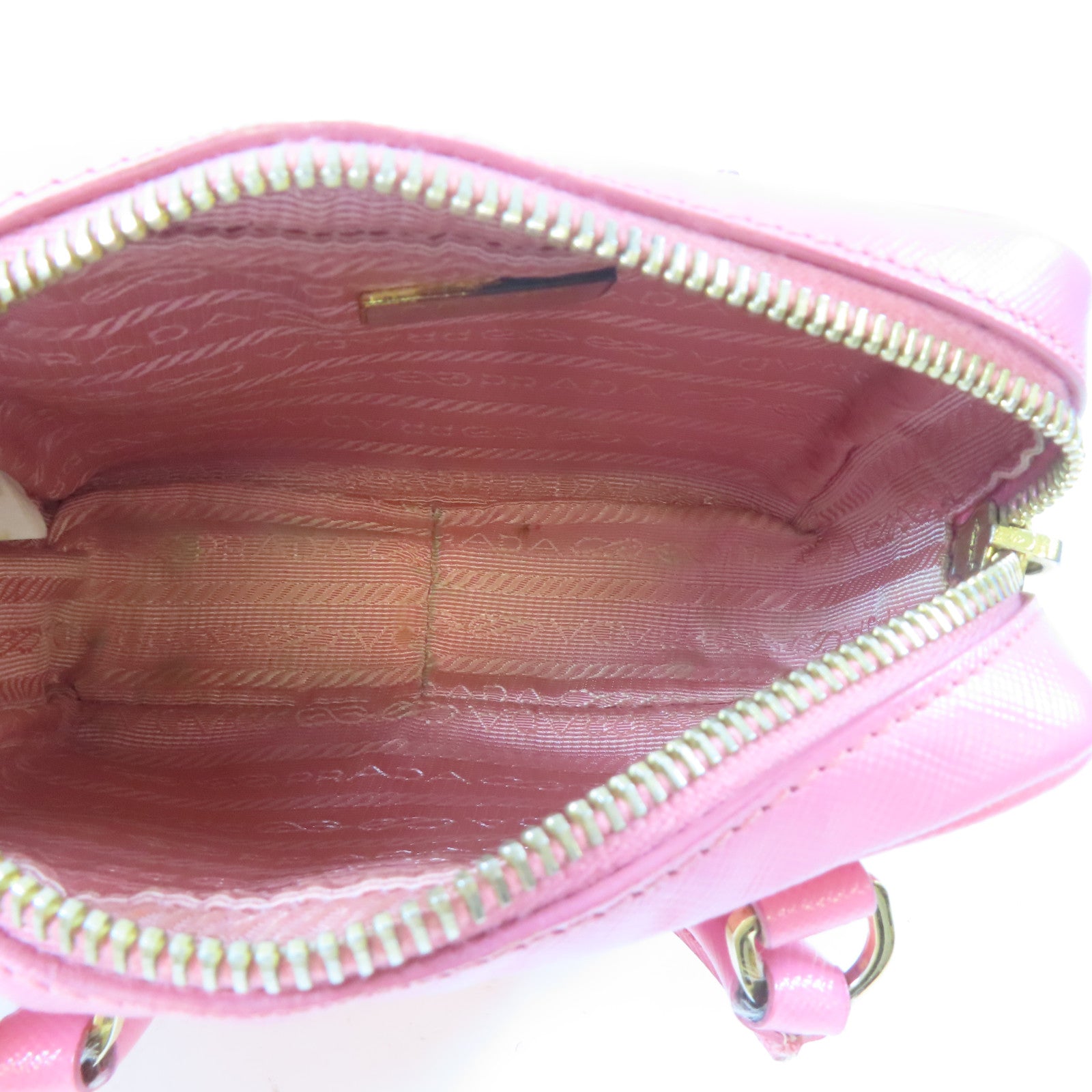 PRADA 牛皮皮革Shoulder Bag金扣鏈帶肩背袋粉紅色