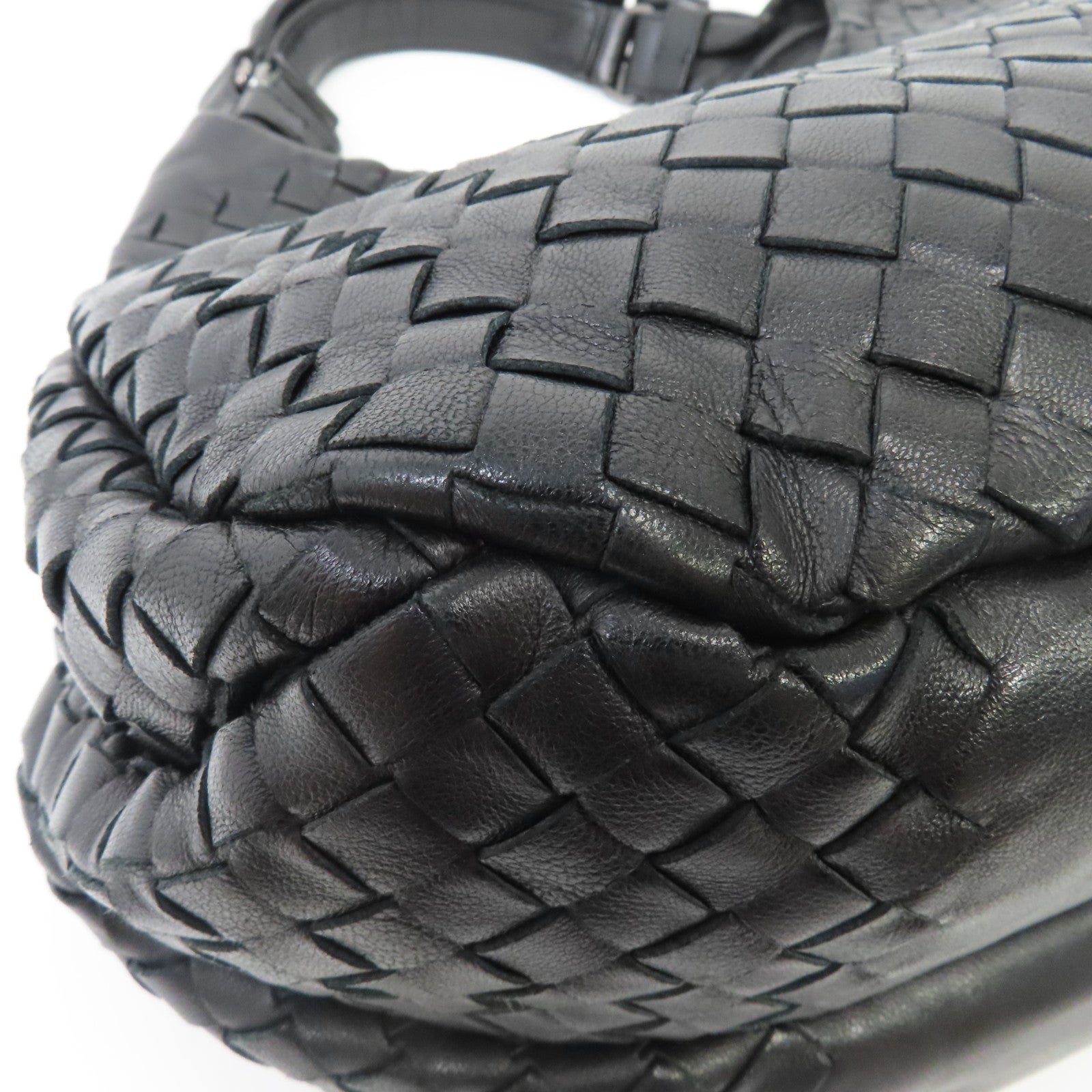 BOTTEGA VENETA 織紋牛皮皮革Shoulder Bag銀扣肩背袋黑色