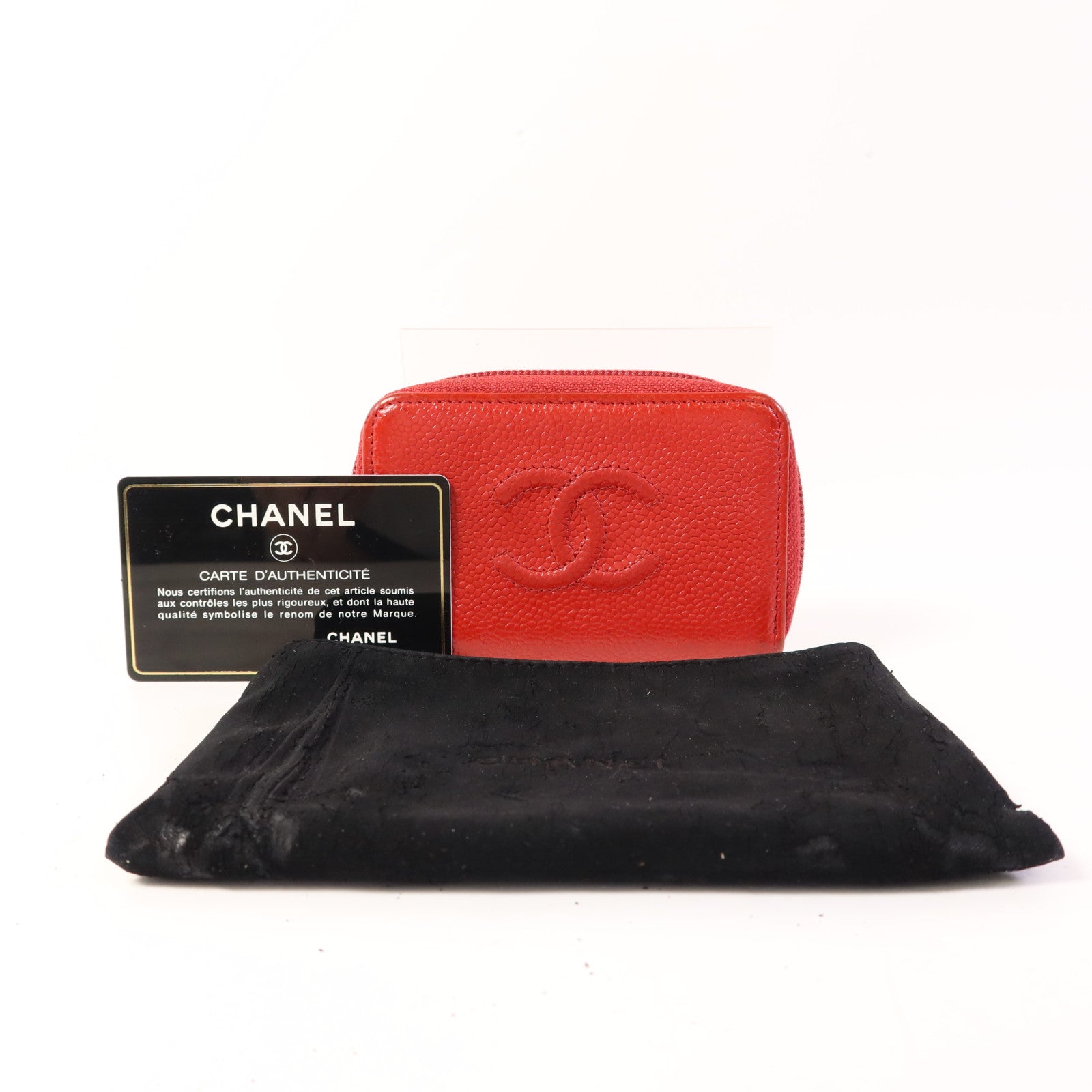 CHANEL 牛皮皮革Coin Case銀扣零錢包