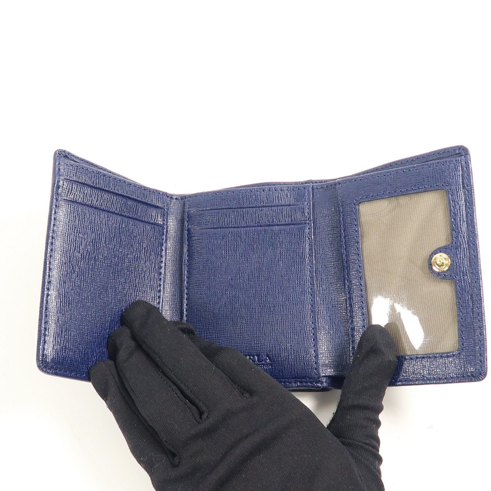 Furla 牛皮皮革Wallet金扣錢包藍色