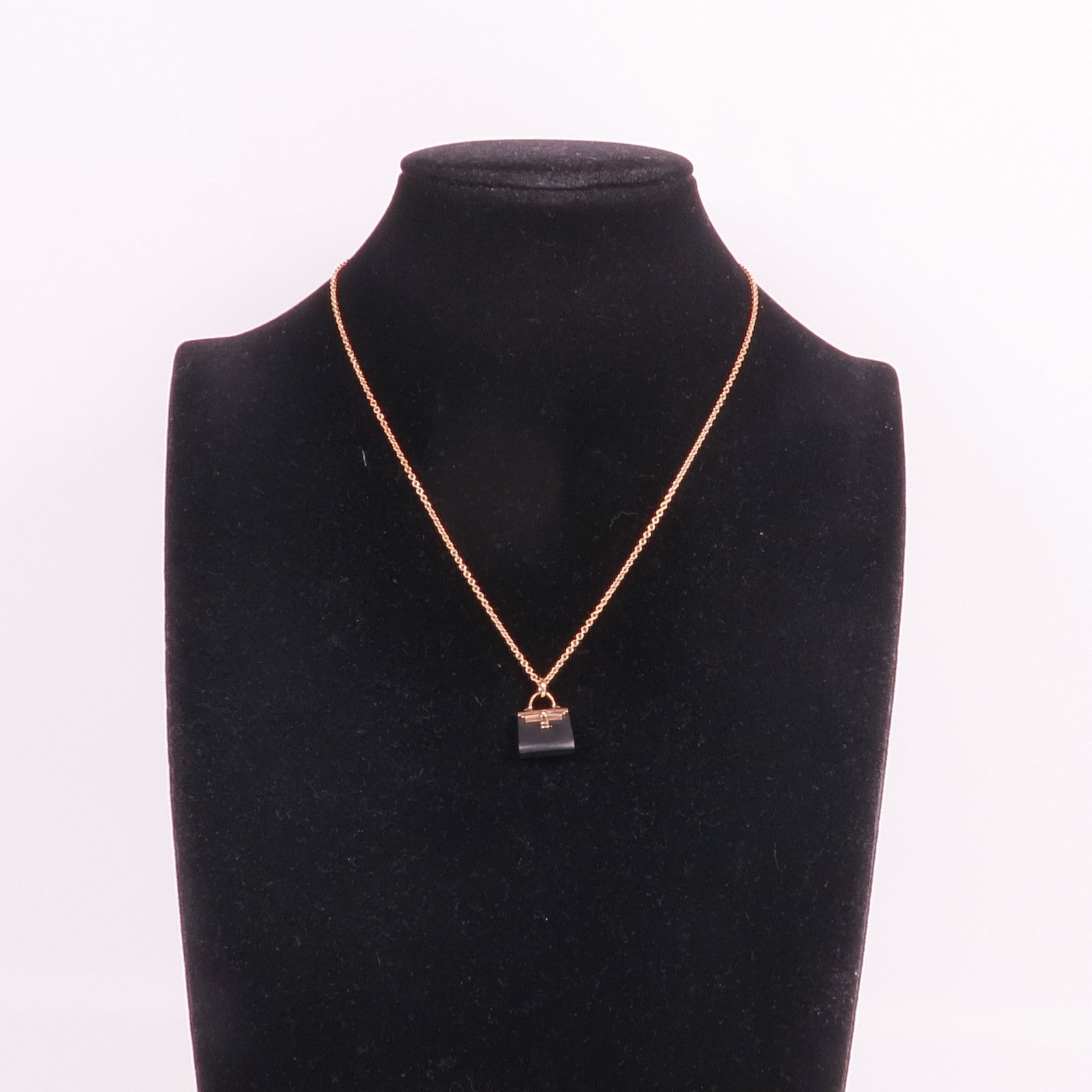 HERMES 18K玫瑰金Pendentif Amulettes Kelly翡翠項鍊